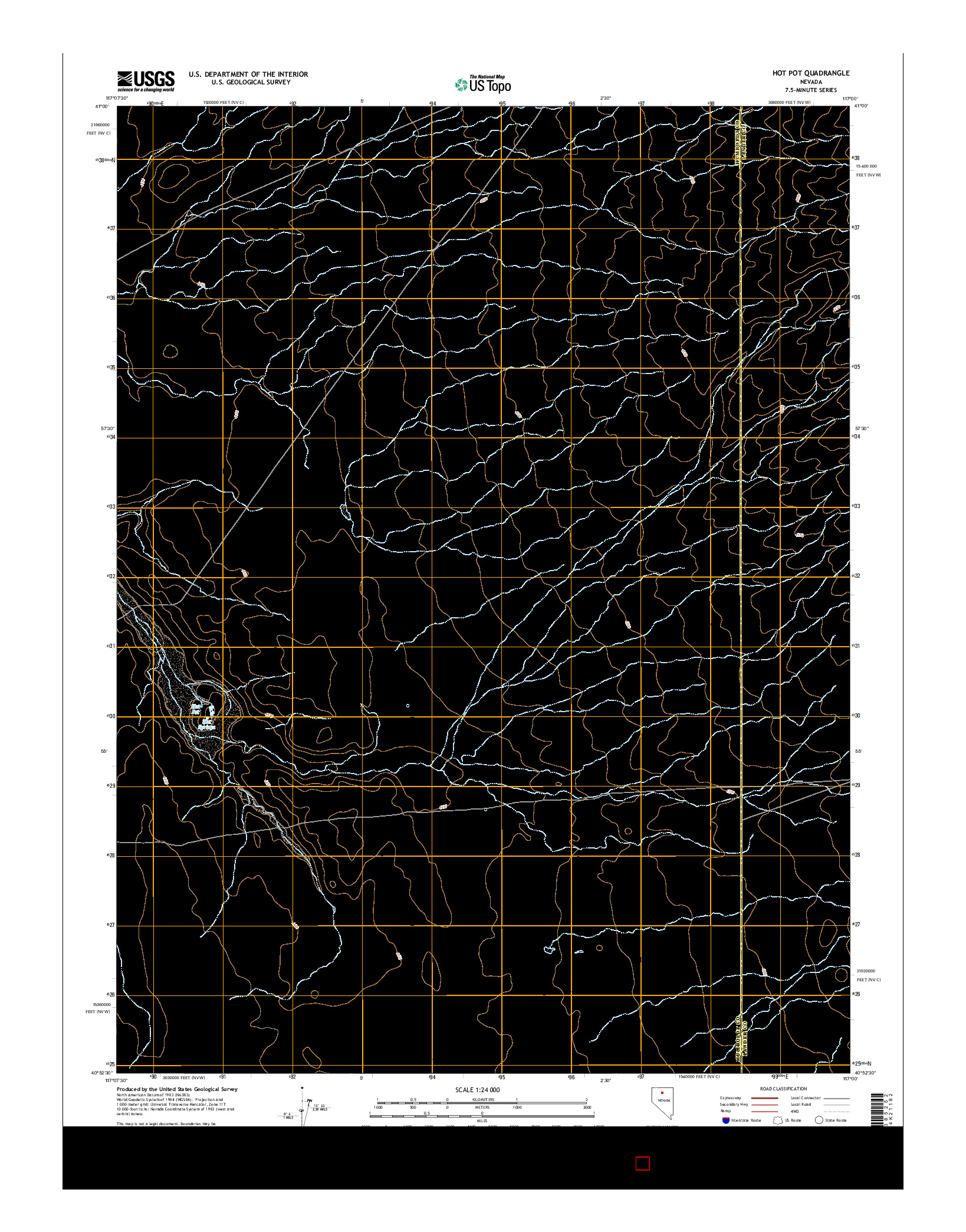 USGS US TOPO 7.5-MINUTE MAP FOR HOT POT, NV 2015