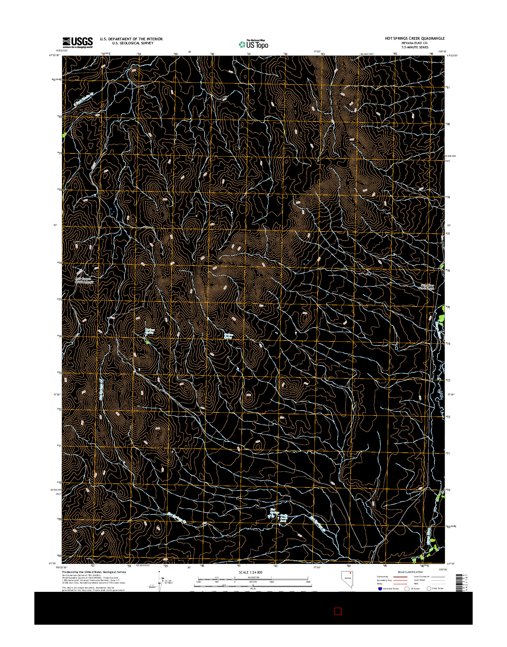 USGS US TOPO 7.5-MINUTE MAP FOR HOT SPRINGS CREEK, NV 2015