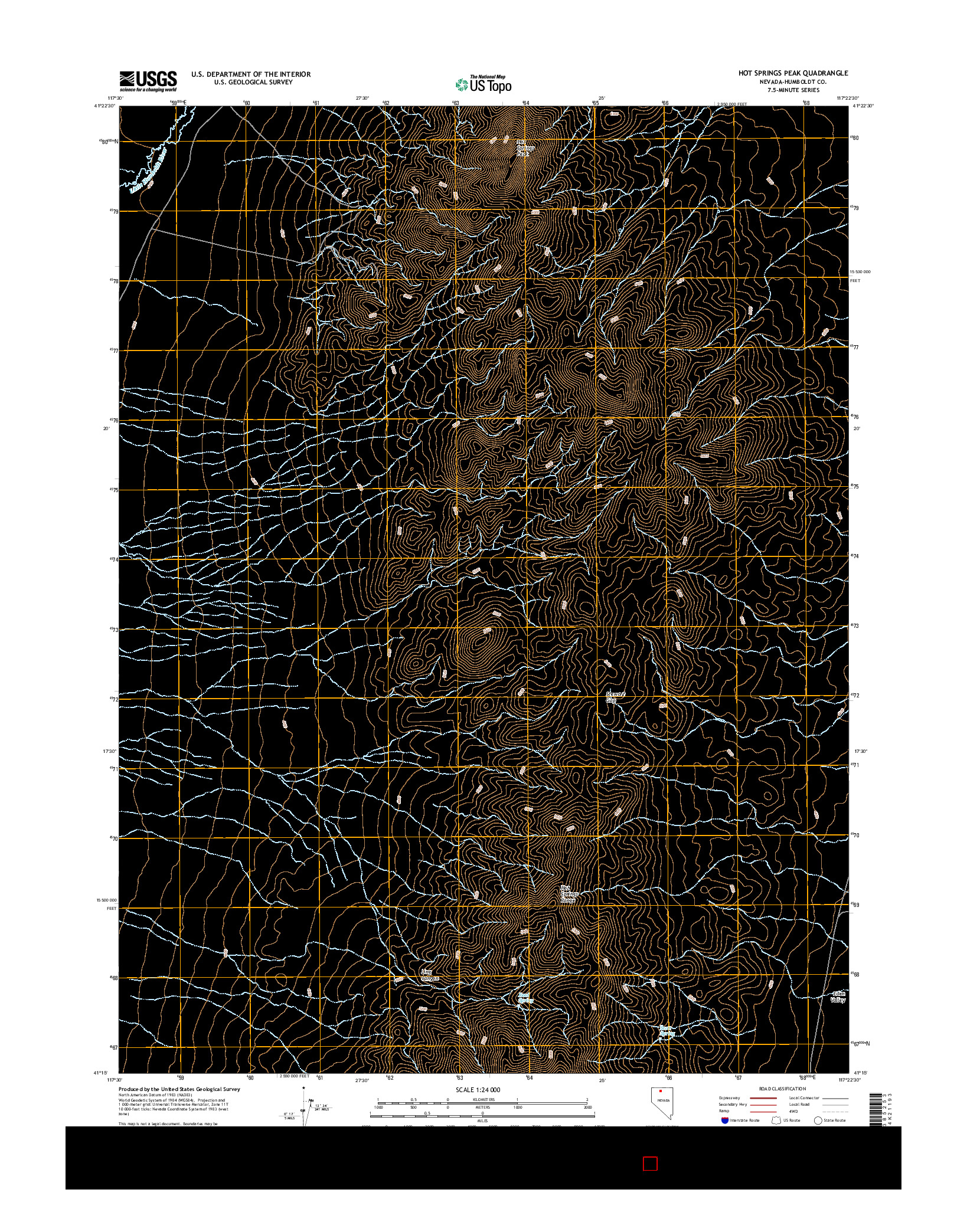 USGS US TOPO 7.5-MINUTE MAP FOR HOT SPRINGS PEAK, NV 2015