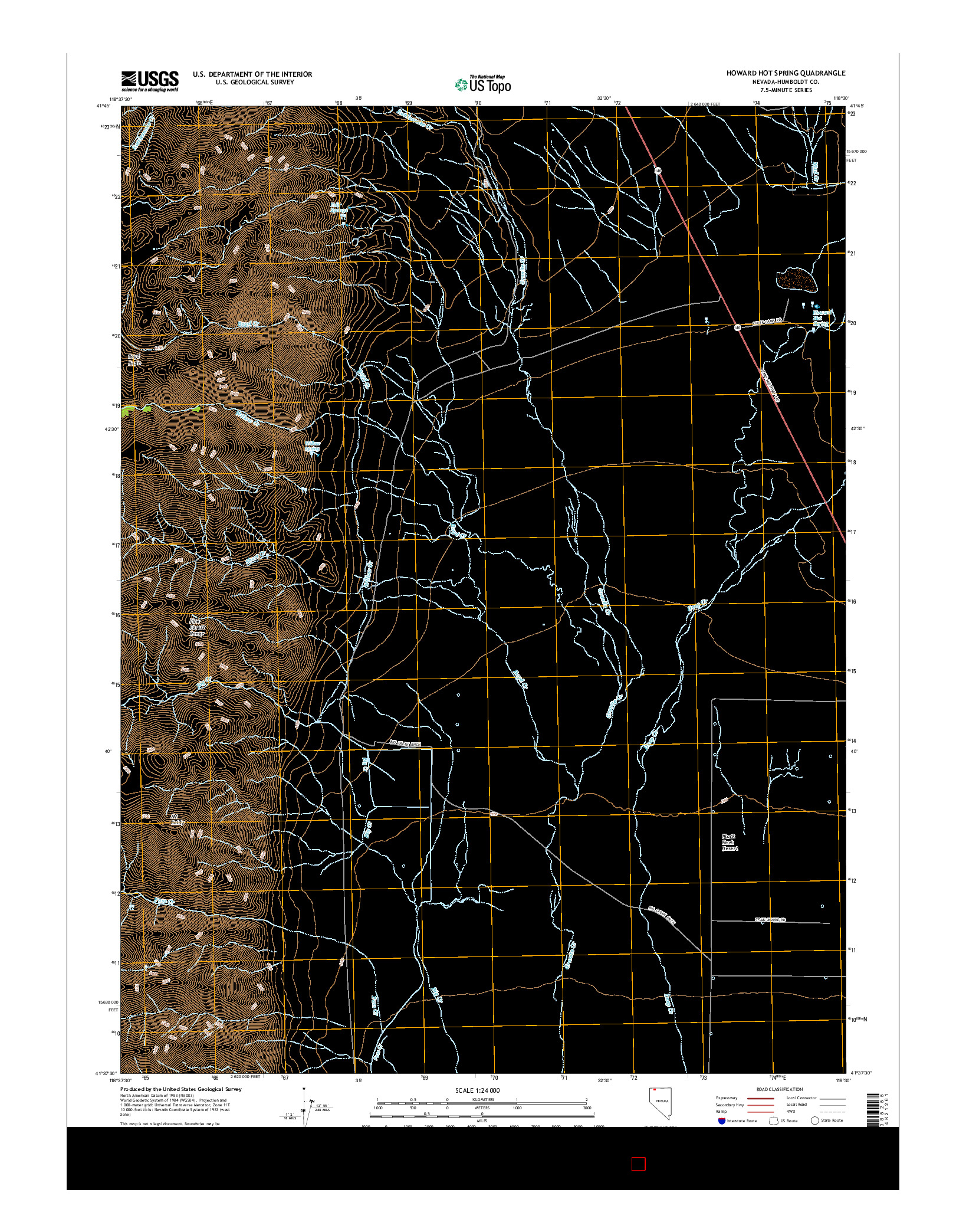USGS US TOPO 7.5-MINUTE MAP FOR HOWARD HOT SPRING, NV 2015