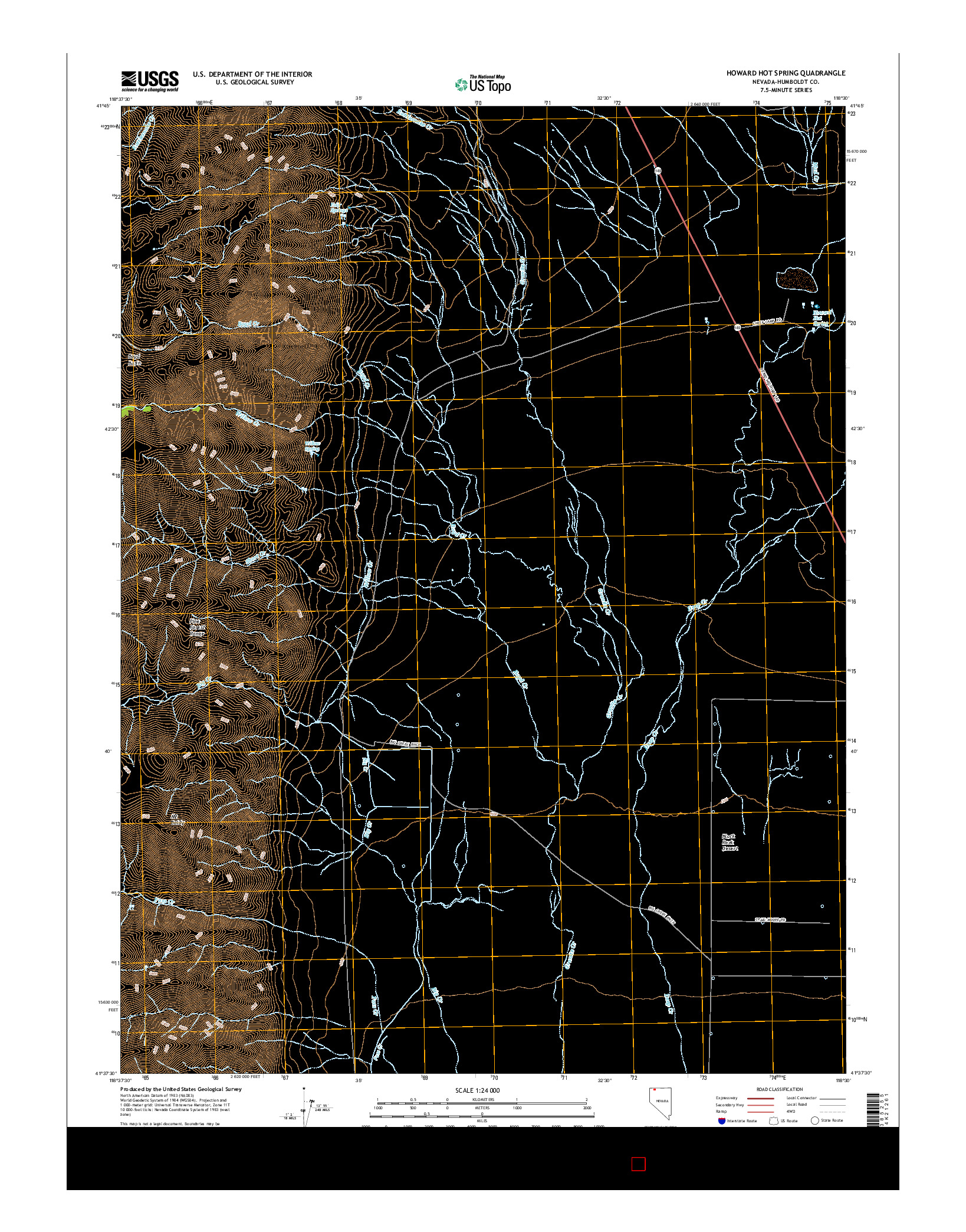 USGS US TOPO 7.5-MINUTE MAP FOR HOWARD HOT SPRING, NV 2015
