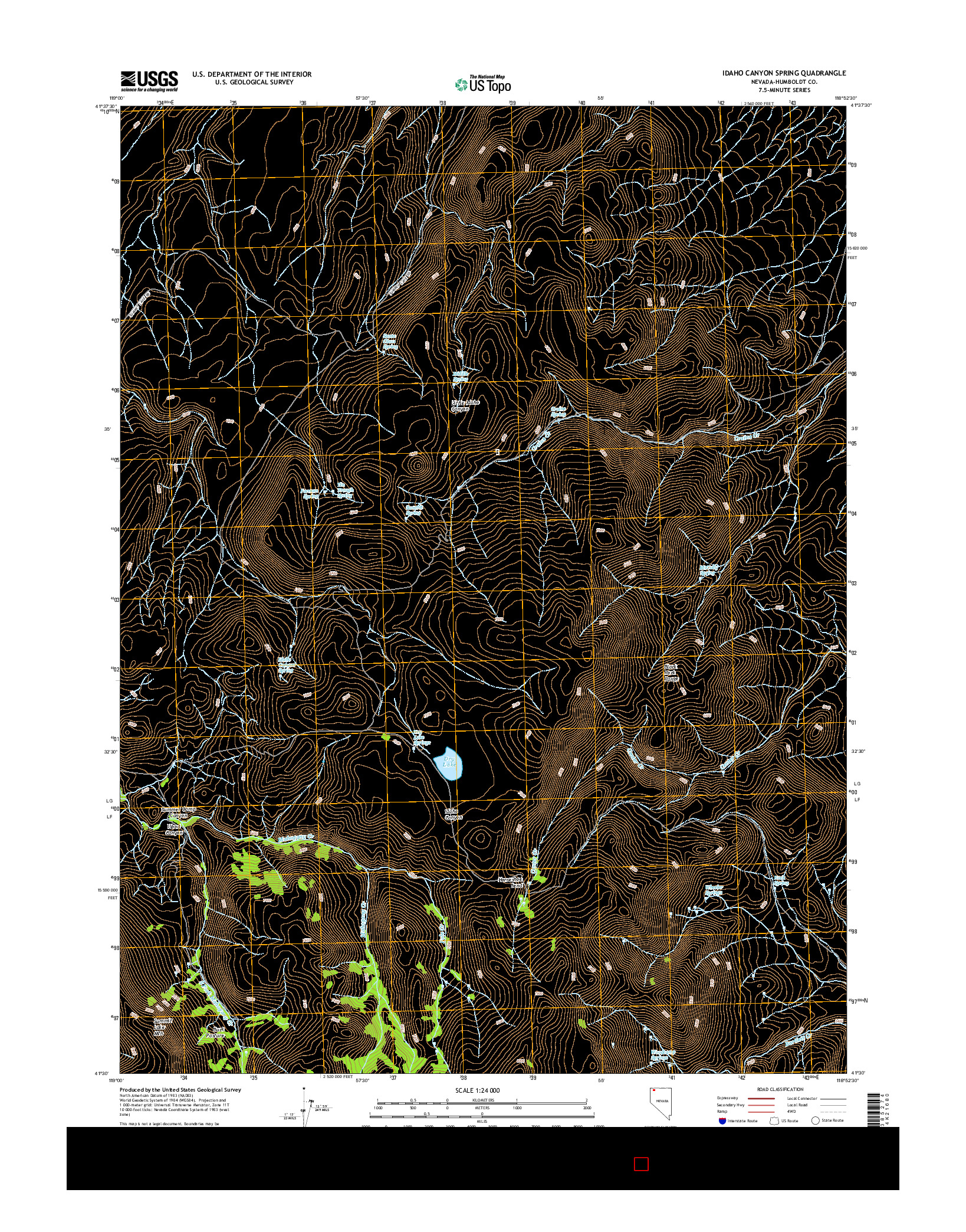 USGS US TOPO 7.5-MINUTE MAP FOR IDAHO CANYON SPRING, NV 2015