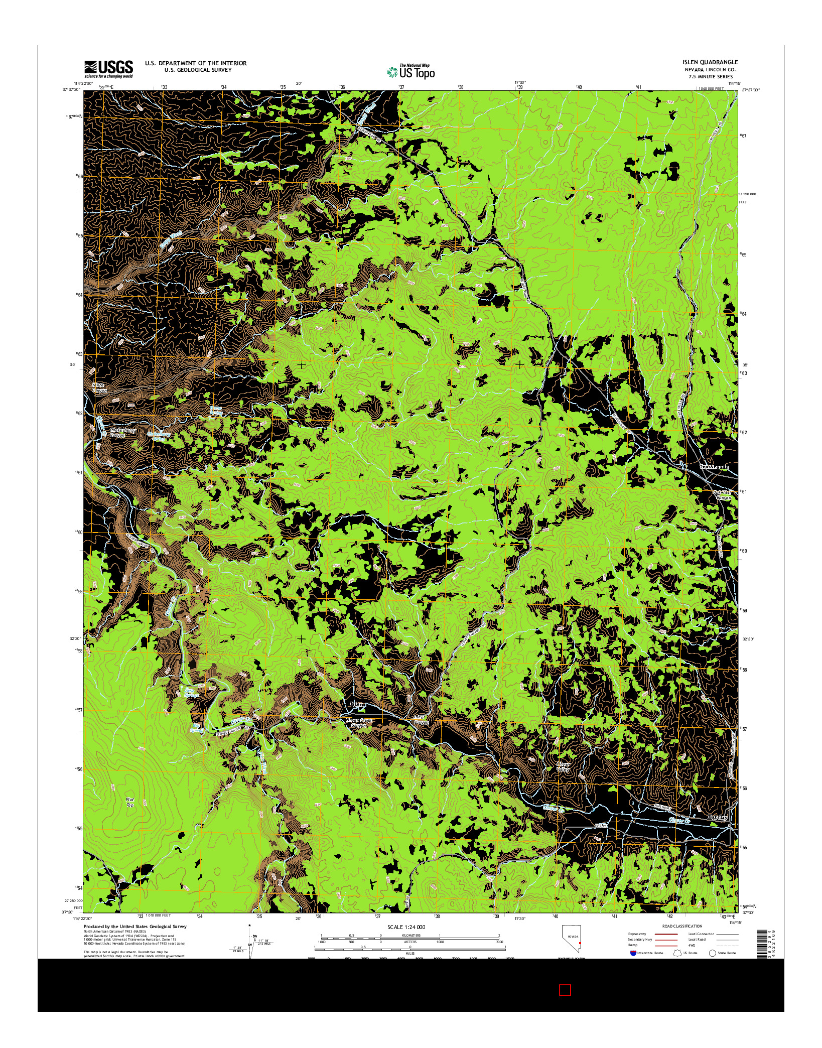 USGS US TOPO 7.5-MINUTE MAP FOR ISLEN, NV 2015