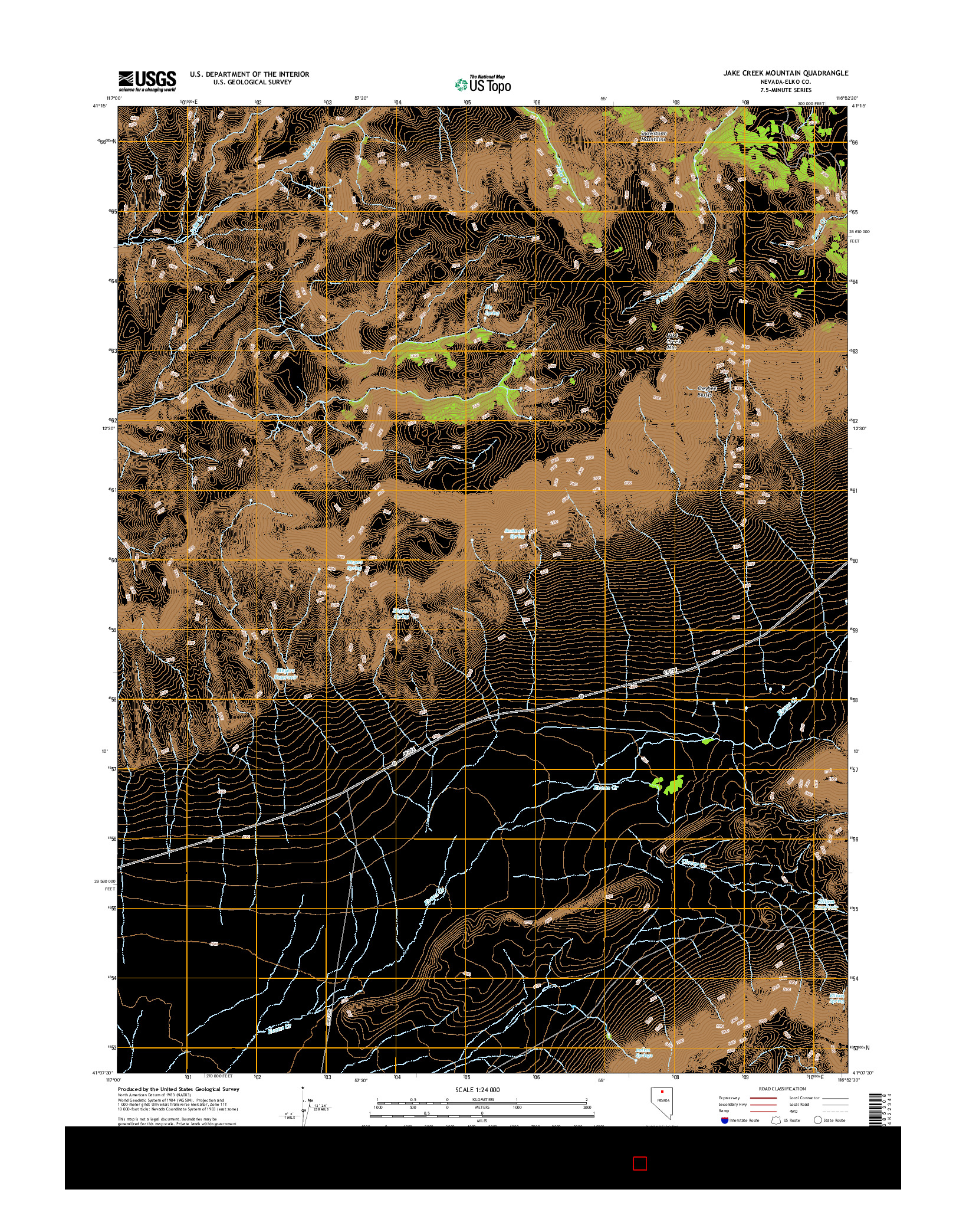 USGS US TOPO 7.5-MINUTE MAP FOR JAKE CREEK MOUNTAIN, NV 2015