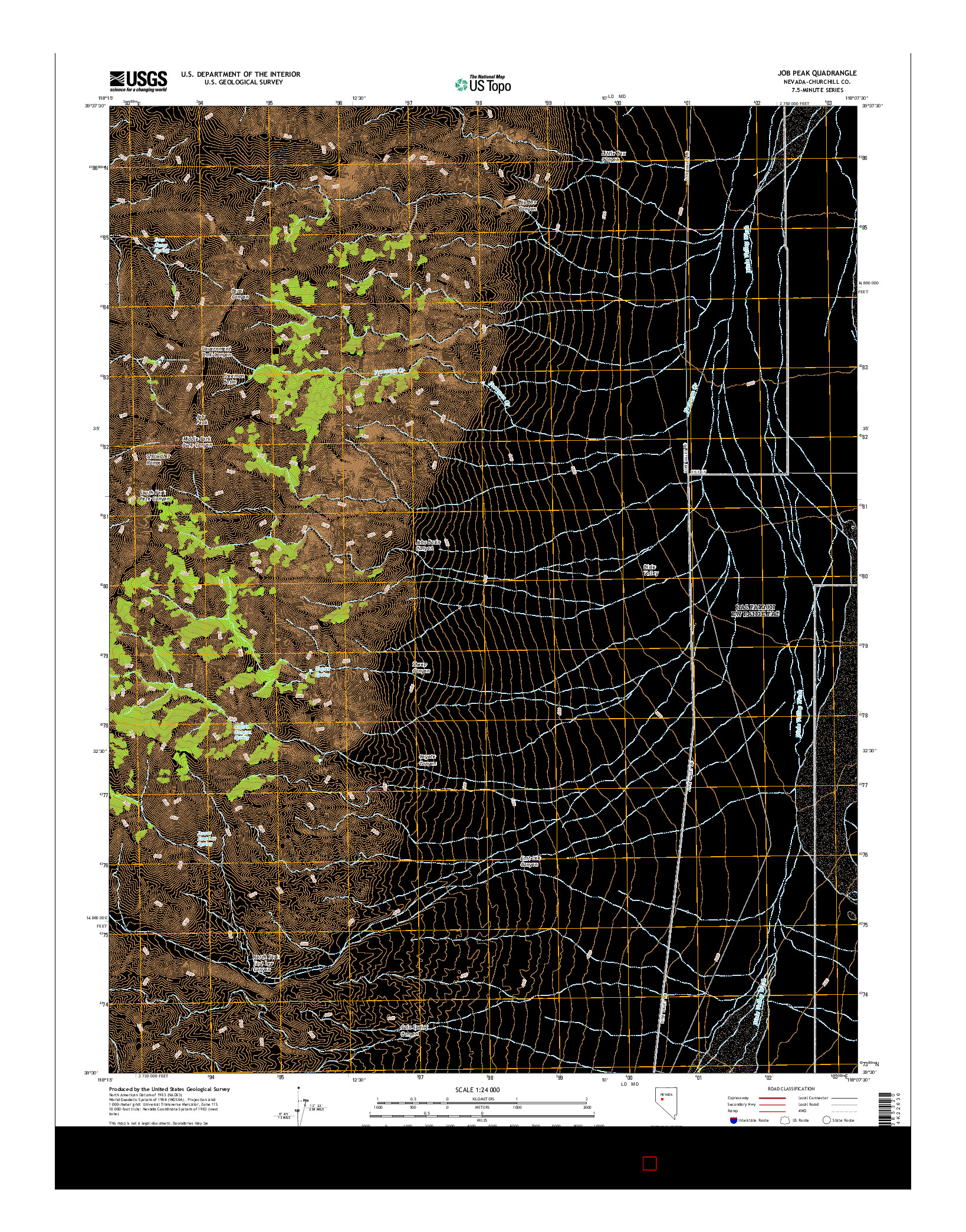 USGS US TOPO 7.5-MINUTE MAP FOR JOB PEAK, NV 2015