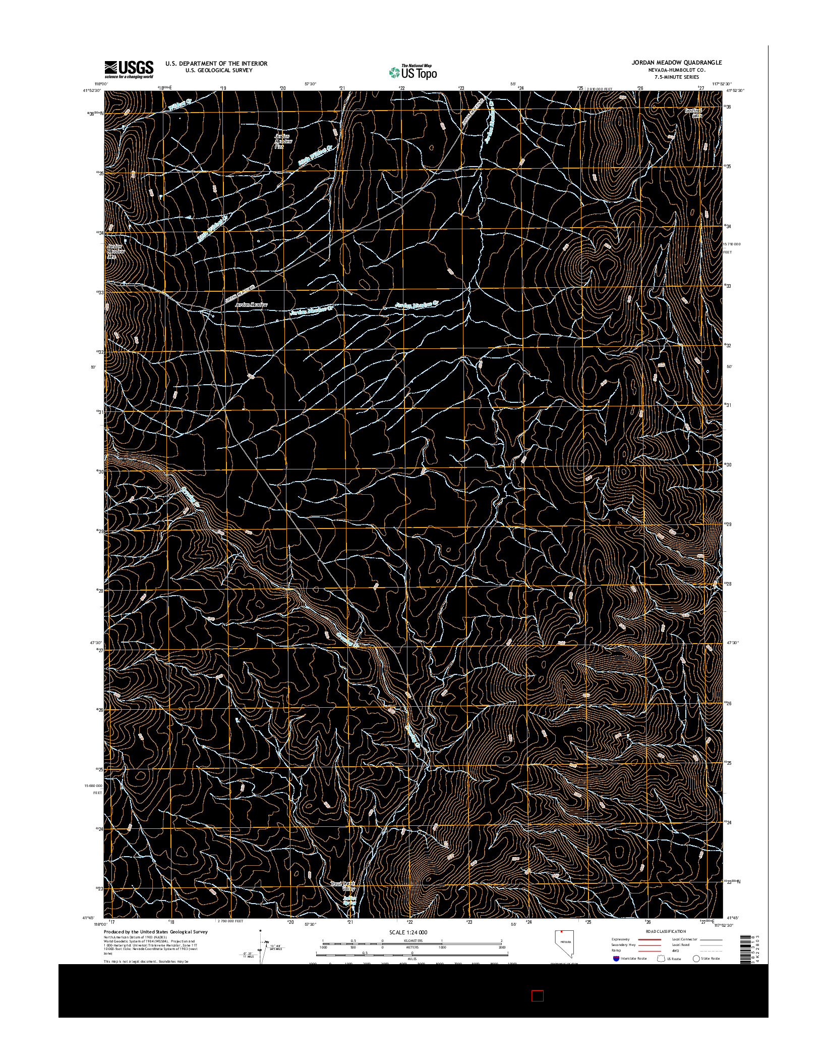 USGS US TOPO 7.5-MINUTE MAP FOR JORDAN MEADOW, NV 2015