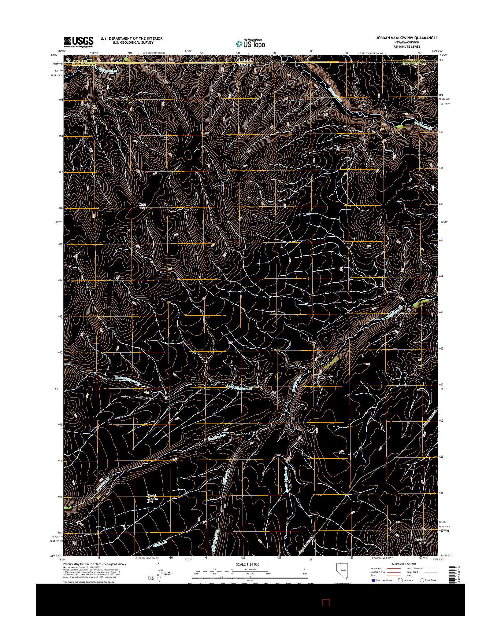 USGS US TOPO 7.5-MINUTE MAP FOR JORDAN MEADOW NW, NV-OR 2015