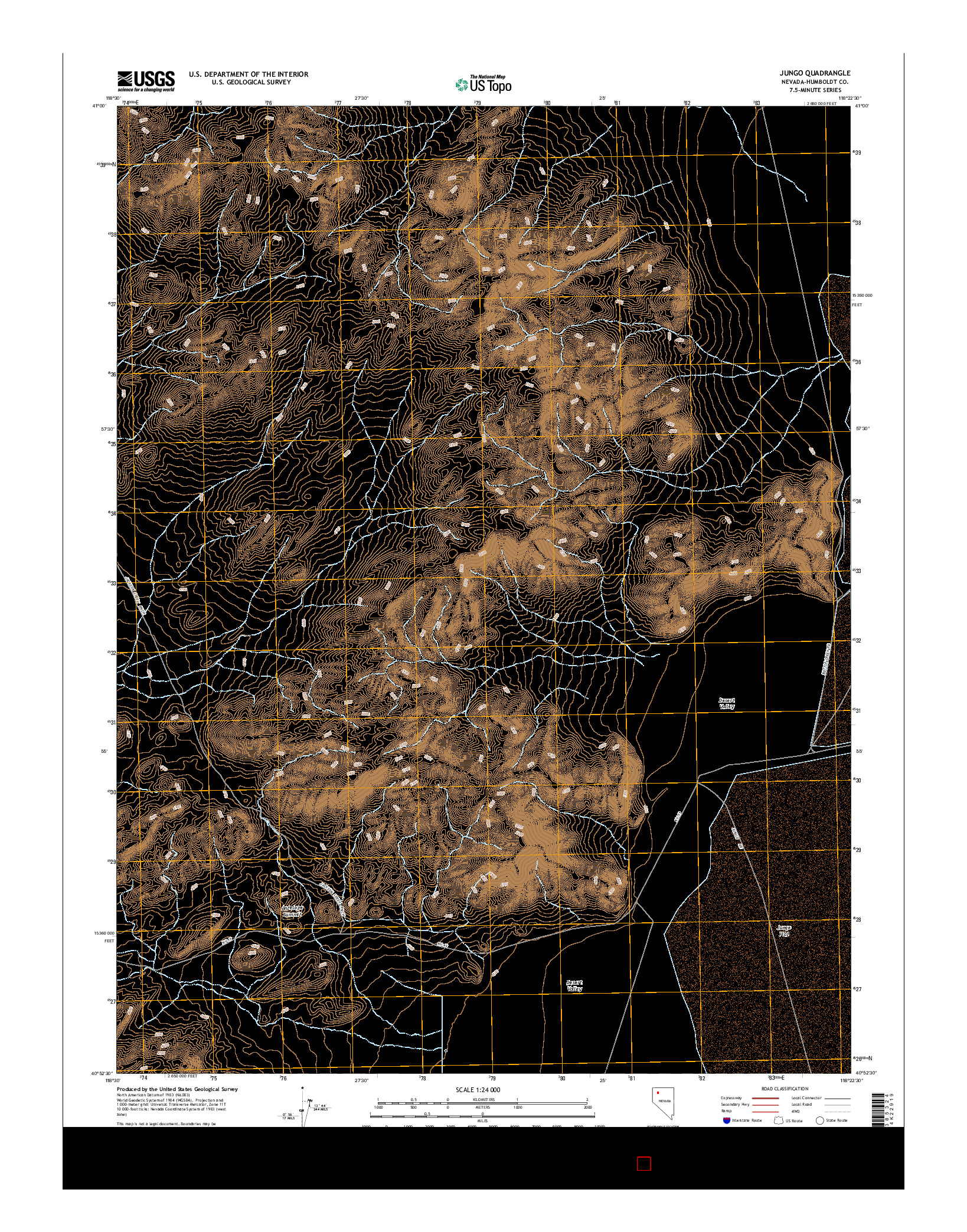 USGS US TOPO 7.5-MINUTE MAP FOR JUNGO, NV 2015