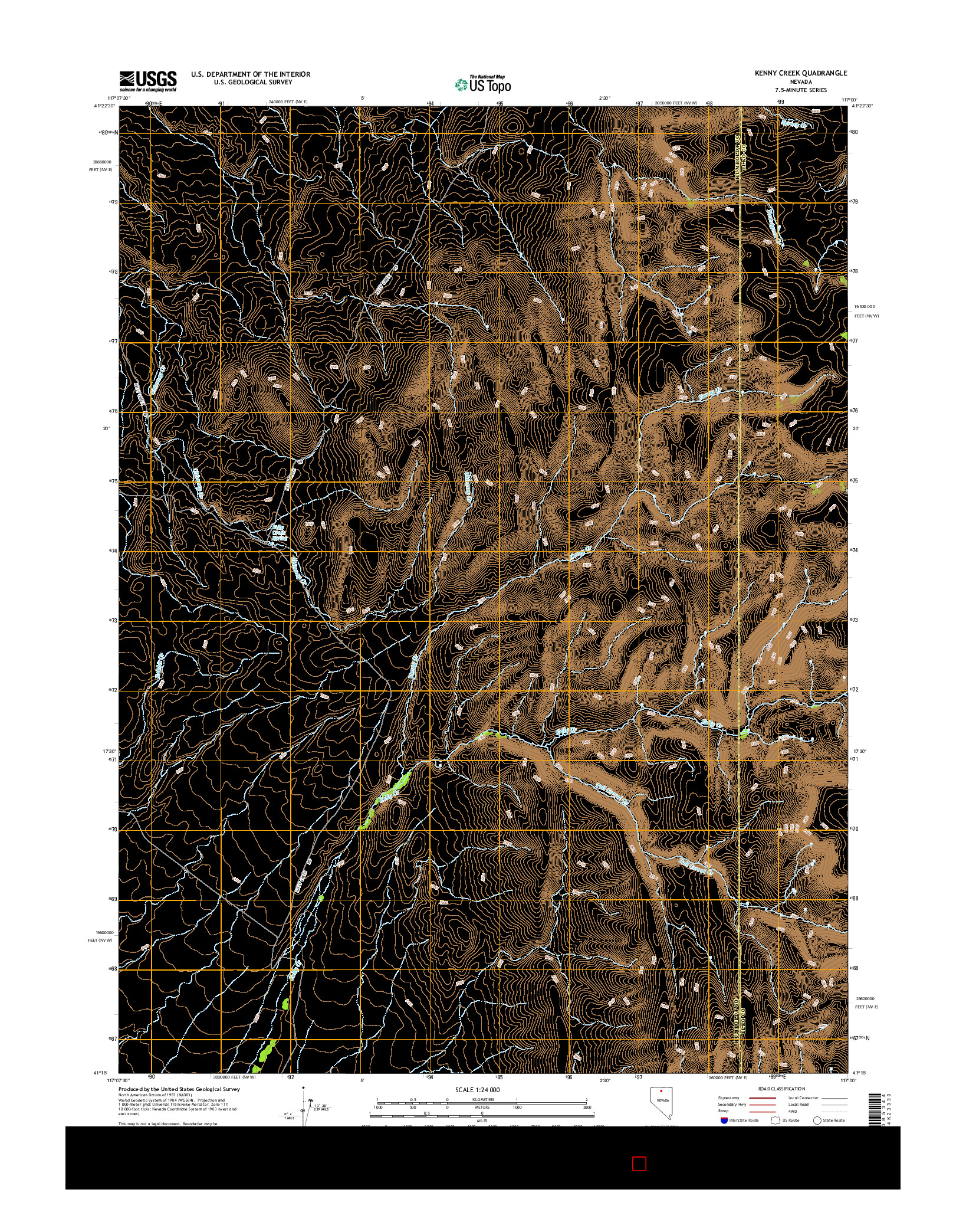 USGS US TOPO 7.5-MINUTE MAP FOR KENNY CREEK, NV 2015