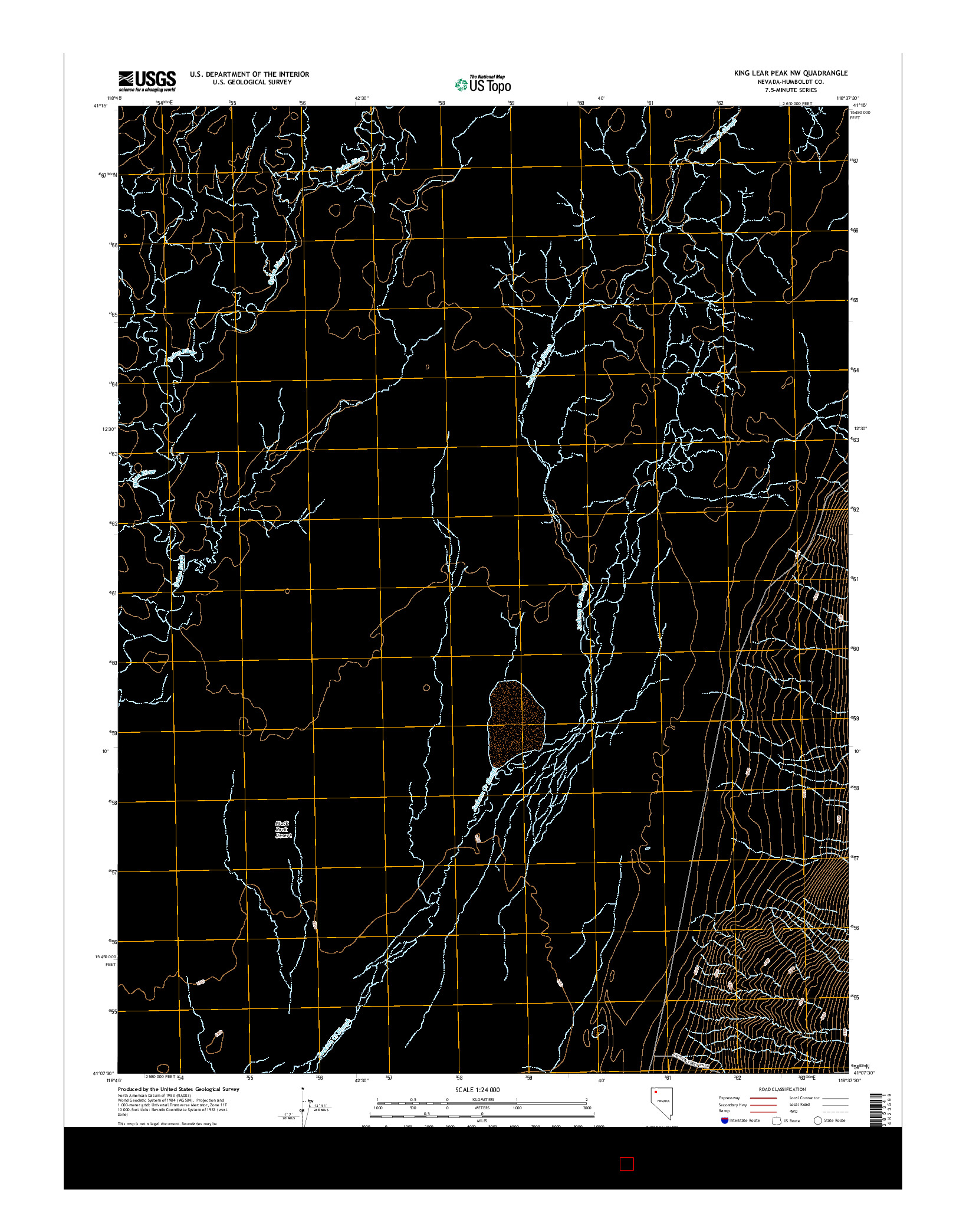 USGS US TOPO 7.5-MINUTE MAP FOR KING LEAR PEAK NW, NV 2015