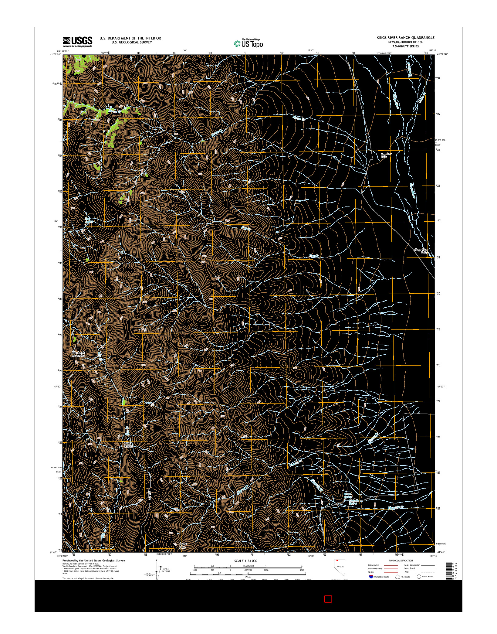 USGS US TOPO 7.5-MINUTE MAP FOR KINGS RIVER RANCH, NV 2015