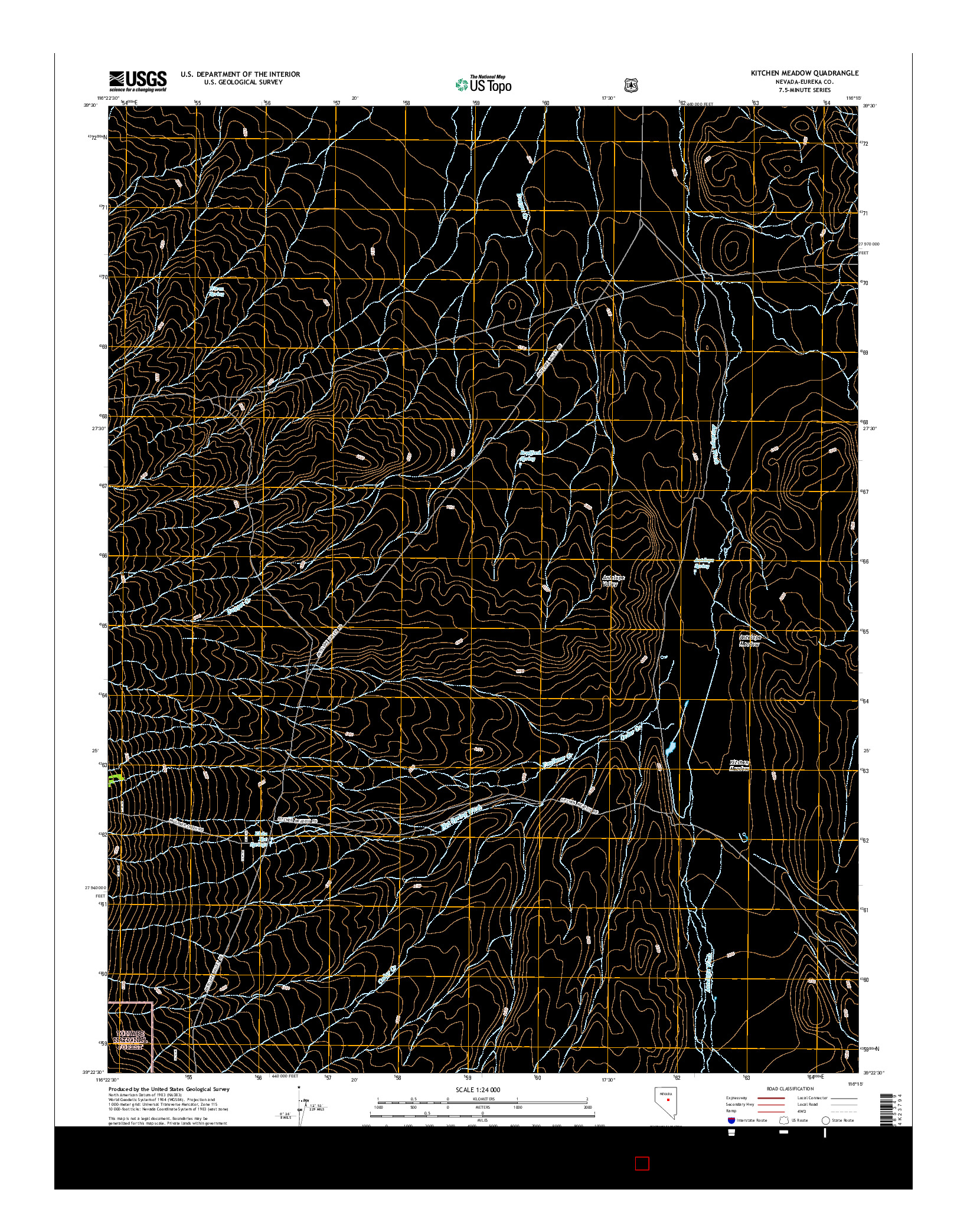 USGS US TOPO 7.5-MINUTE MAP FOR KITCHEN MEADOW, NV 2015