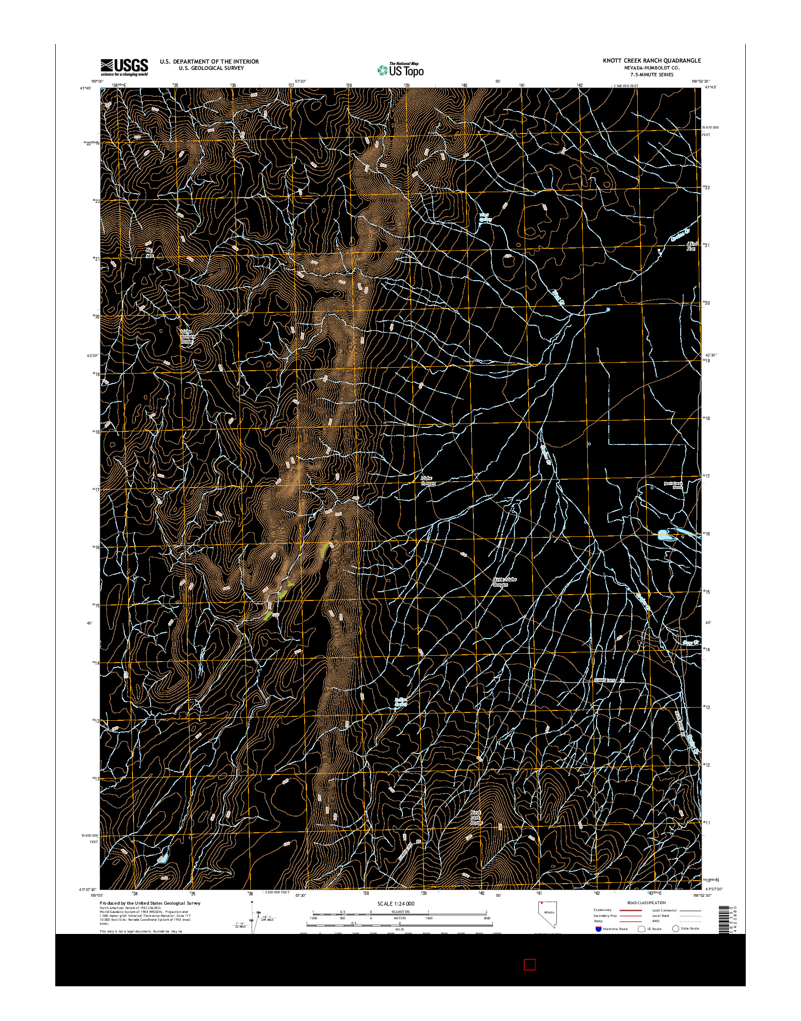 USGS US TOPO 7.5-MINUTE MAP FOR KNOTT CREEK RANCH, NV 2015