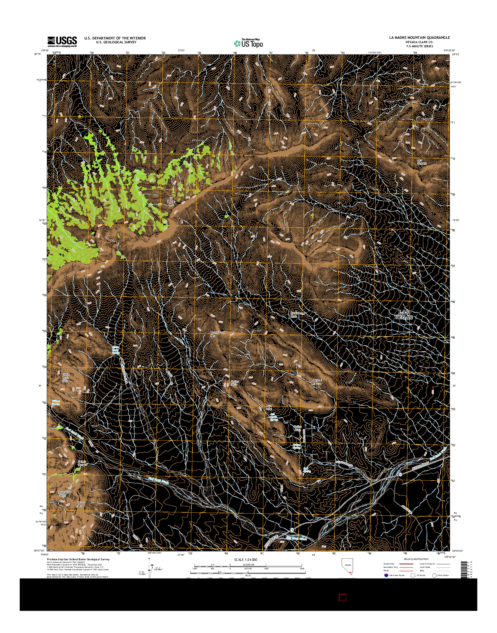 USGS US TOPO 7.5-MINUTE MAP FOR LA MADRE MOUNTAIN, NV 2015