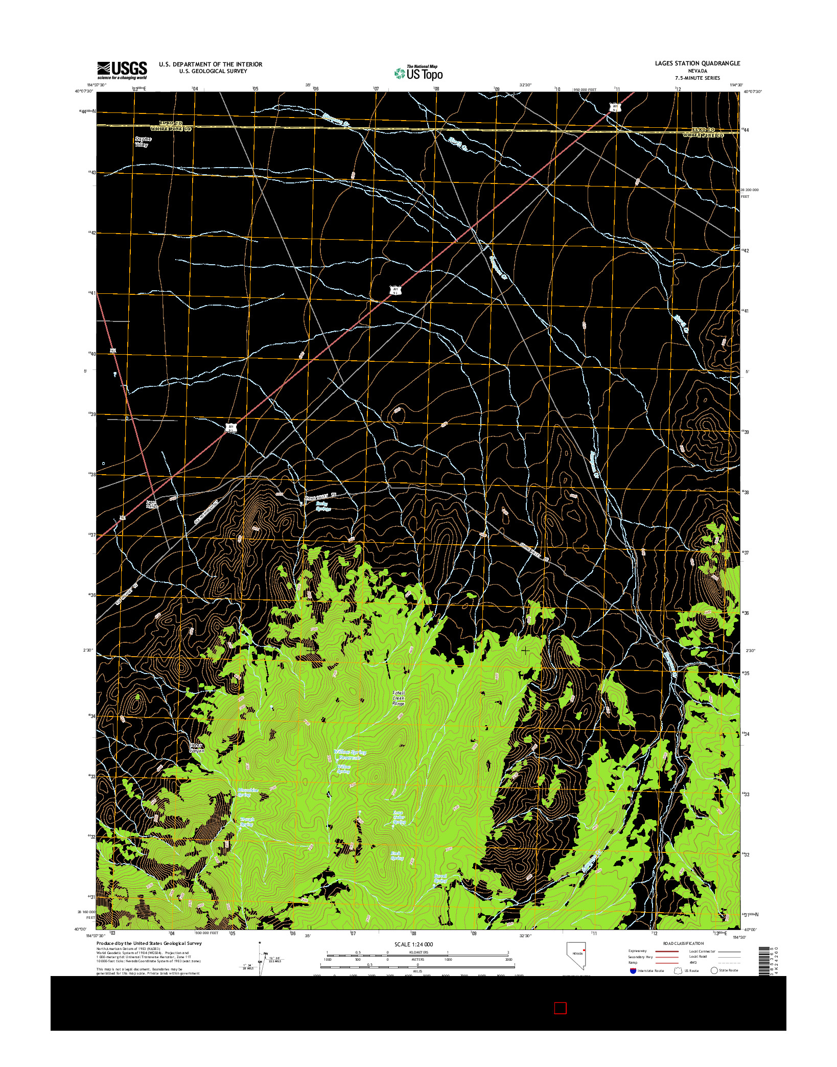 USGS US TOPO 7.5-MINUTE MAP FOR LAGES STATION, NV 2015