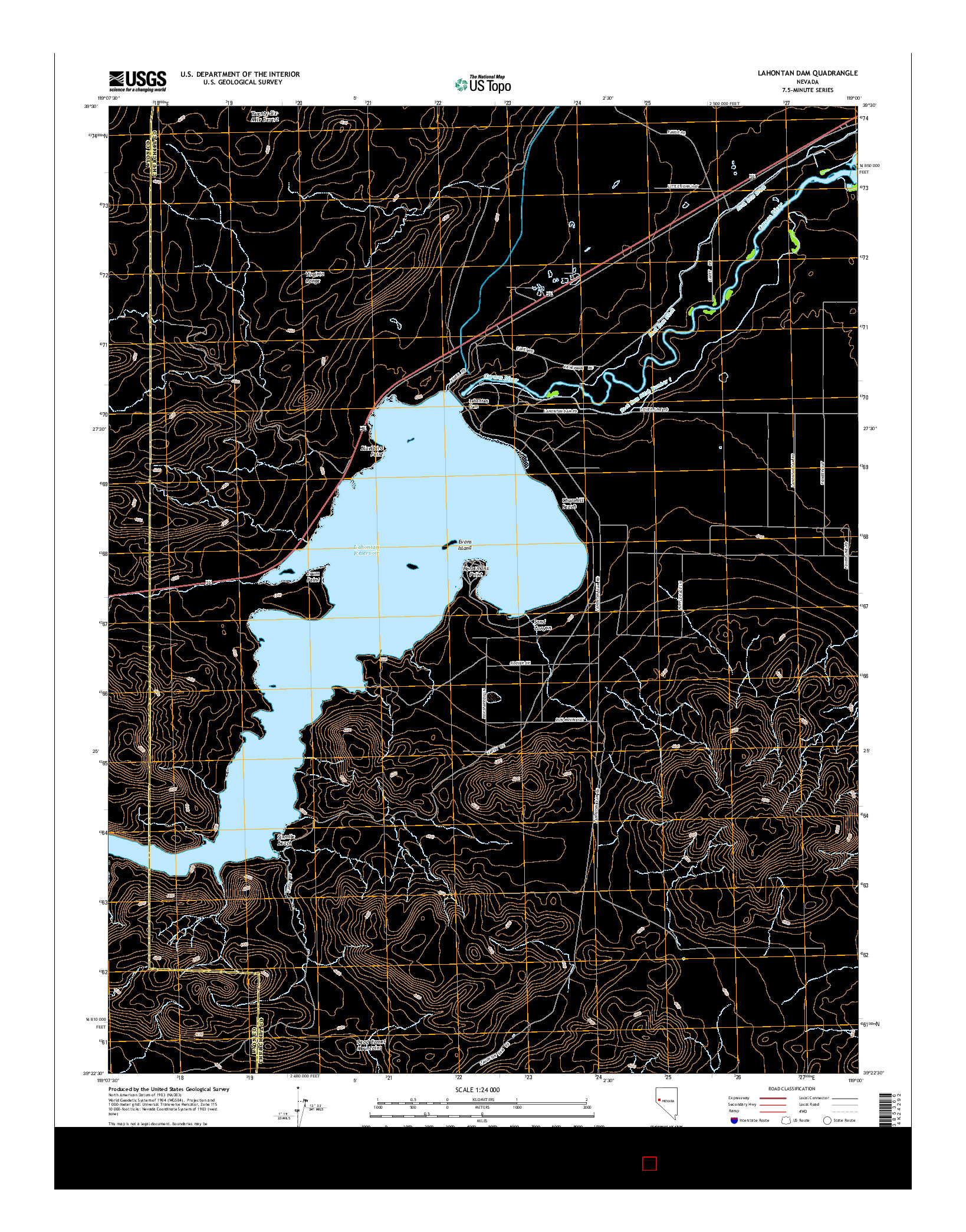 USGS US TOPO 7.5-MINUTE MAP FOR LAHONTAN DAM, NV 2015