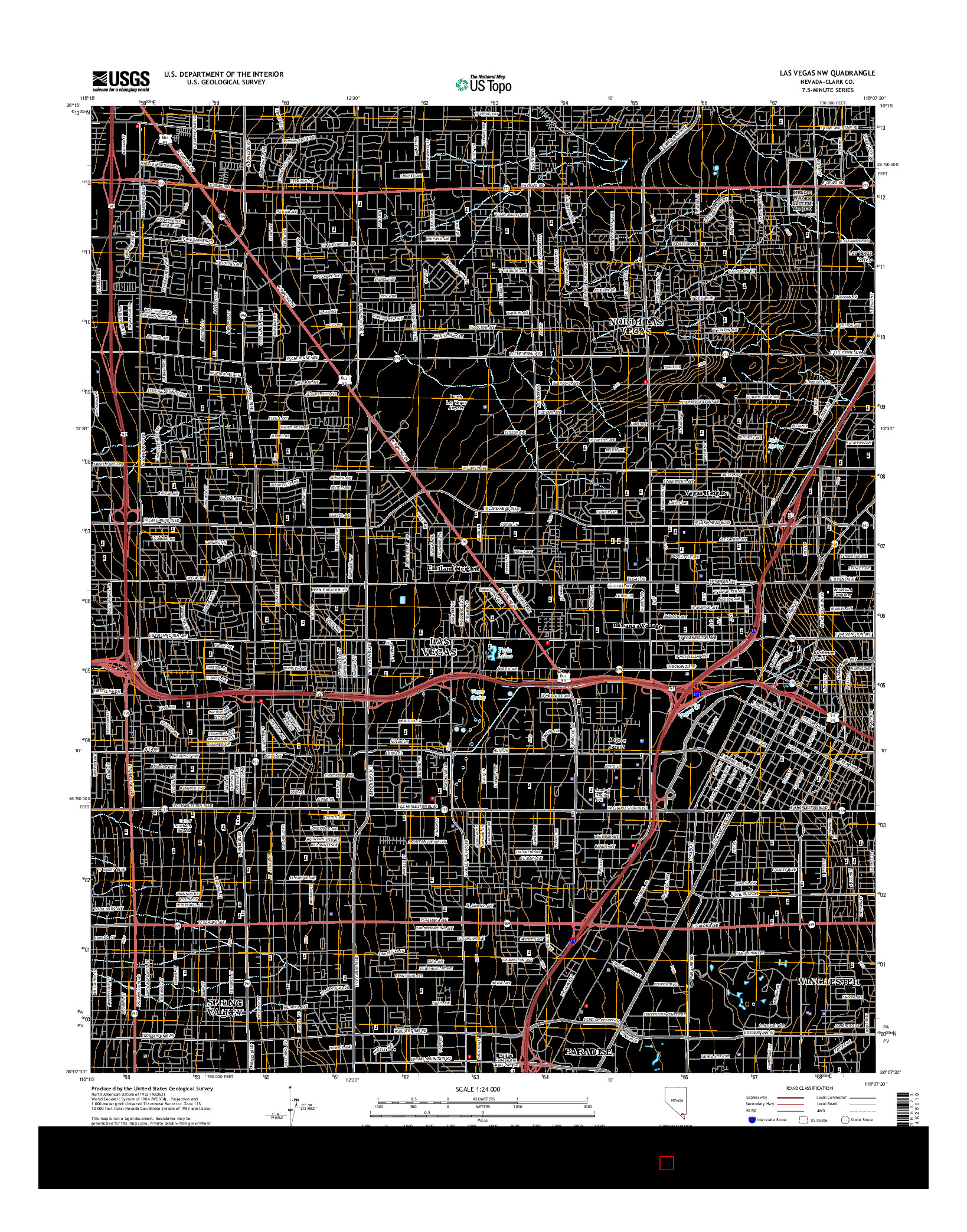 USGS US TOPO 7.5-MINUTE MAP FOR LAS VEGAS NW, NV 2015