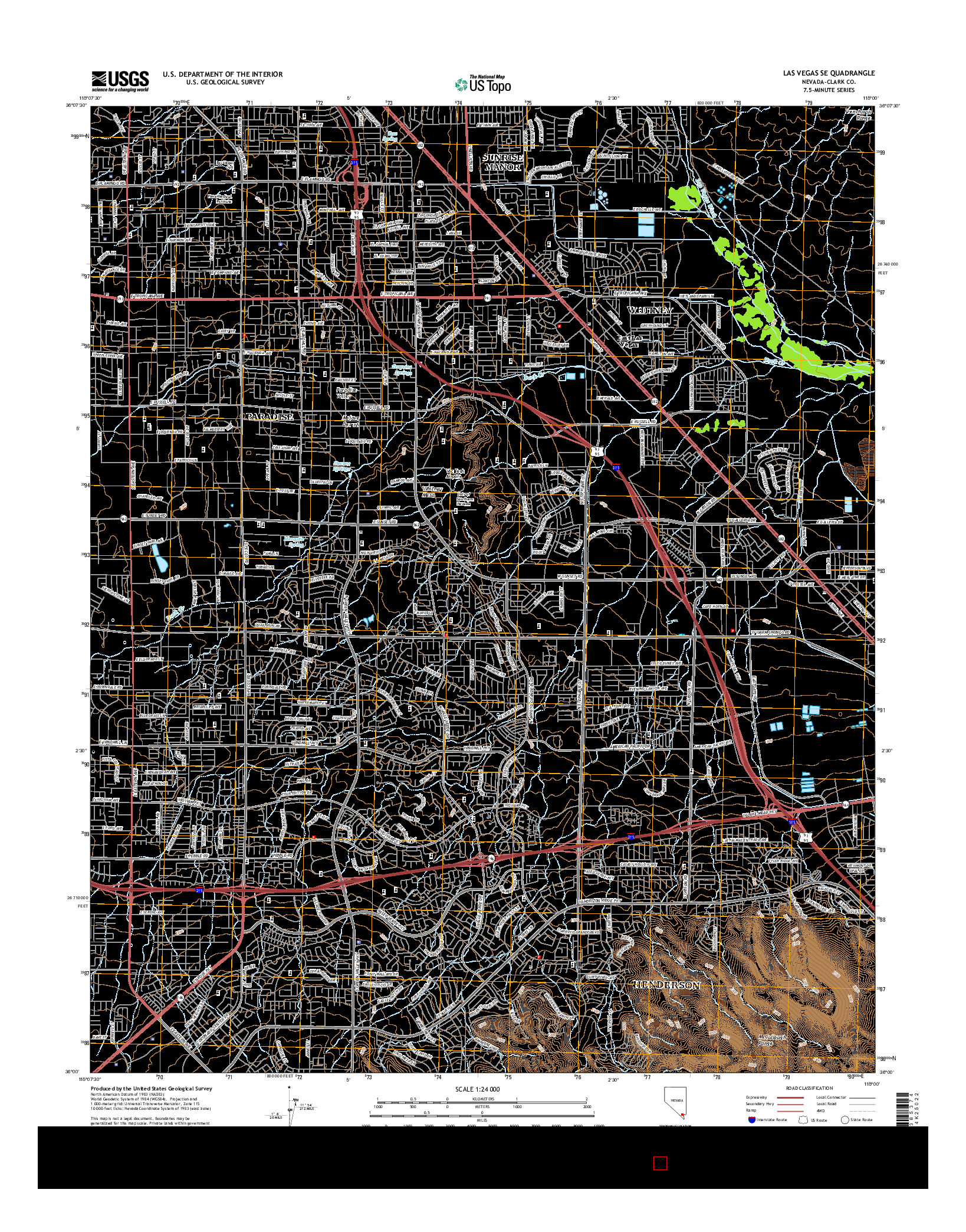 USGS US TOPO 7.5-MINUTE MAP FOR LAS VEGAS SE, NV 2015