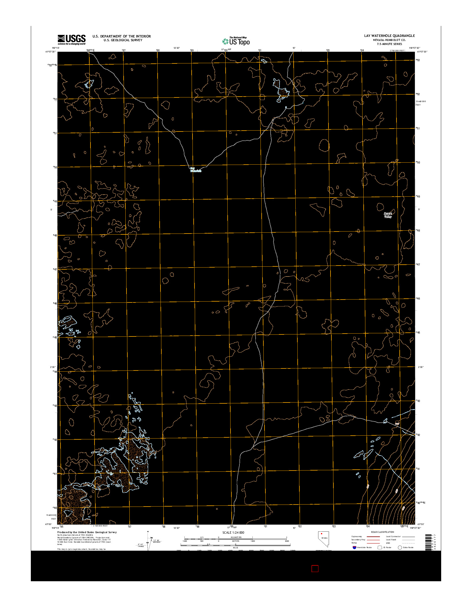USGS US TOPO 7.5-MINUTE MAP FOR LAY WATERHOLE, NV 2015