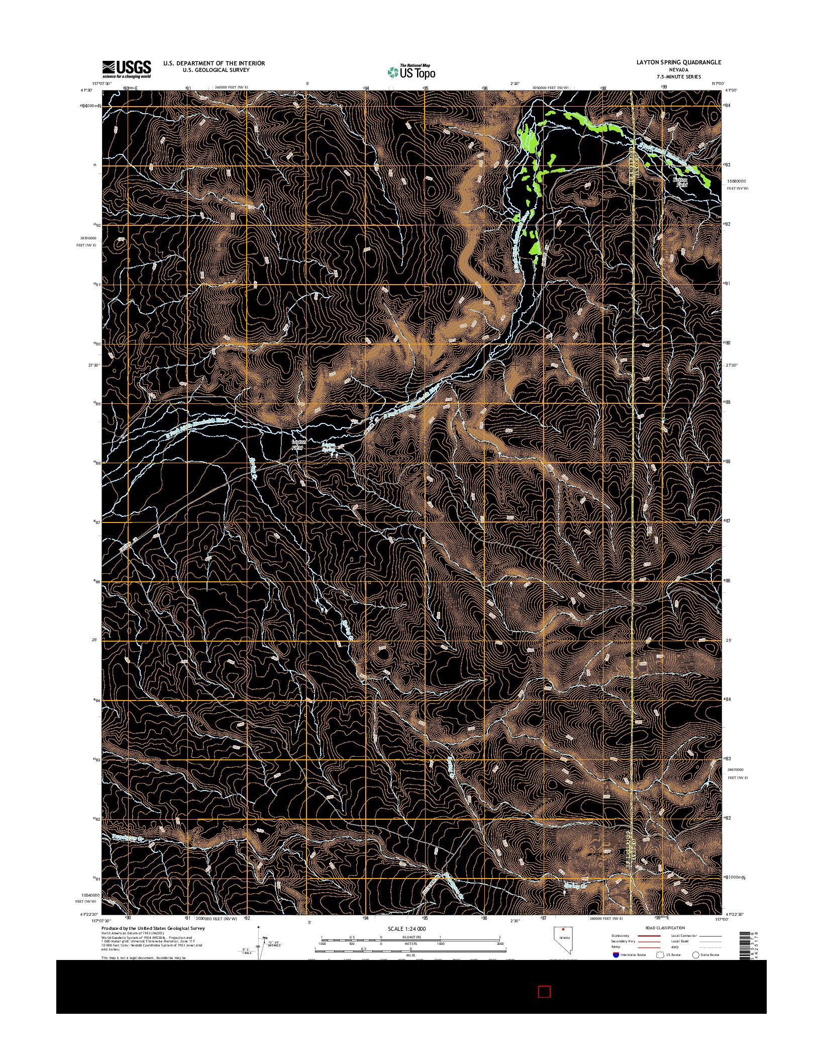 USGS US TOPO 7.5-MINUTE MAP FOR LAYTON SPRING, NV 2015