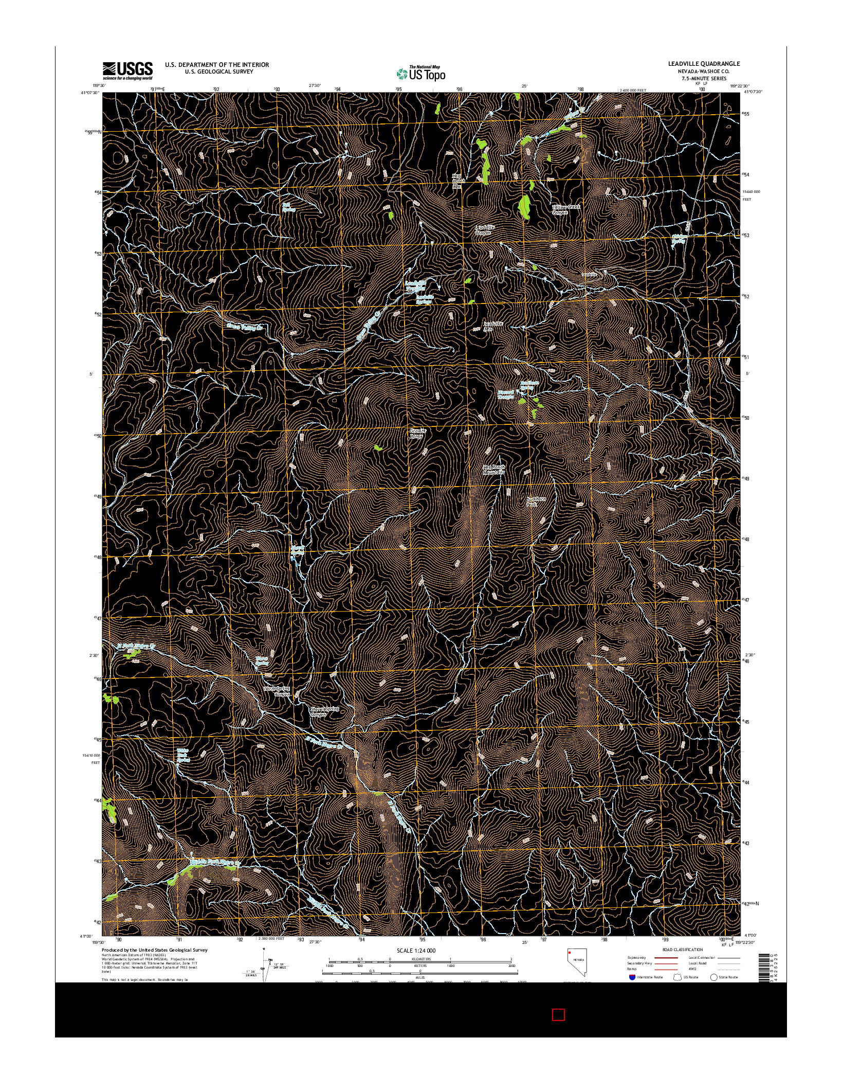 USGS US TOPO 7.5-MINUTE MAP FOR LEADVILLE, NV 2015