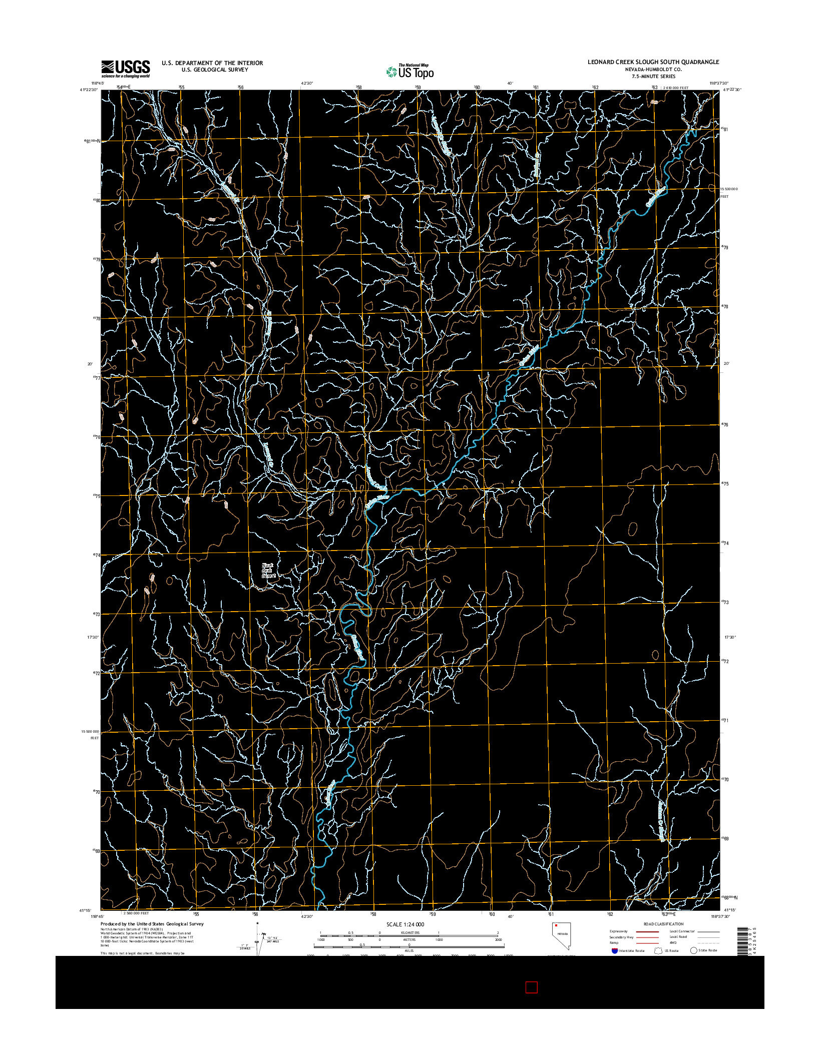 USGS US TOPO 7.5-MINUTE MAP FOR LEONARD CREEK SLOUGH SOUTH, NV 2015