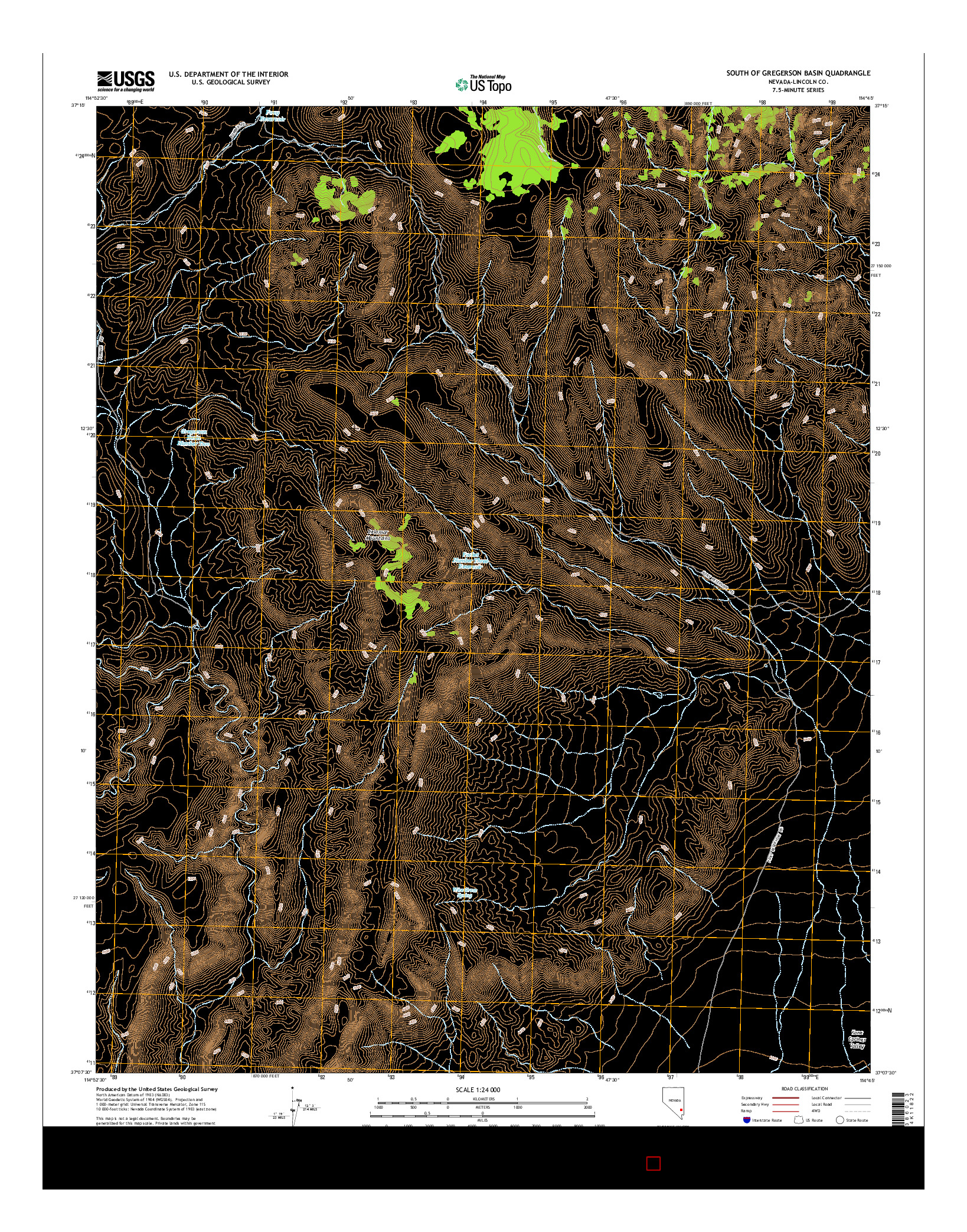 USGS US TOPO 7.5-MINUTE MAP FOR SOUTH OF GREGERSON BASIN, NV 2015