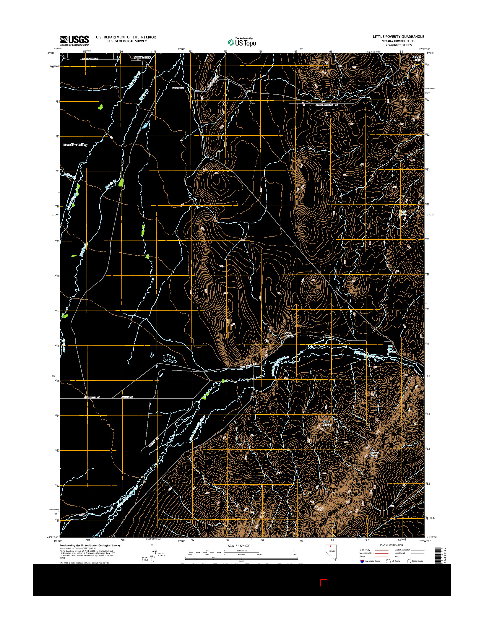 USGS US TOPO 7.5-MINUTE MAP FOR LITTLE POVERTY, NV 2015