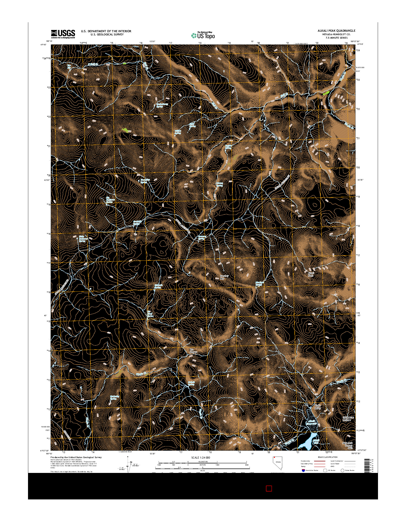 USGS US TOPO 7.5-MINUTE MAP FOR ALKALI PEAK, NV 2015