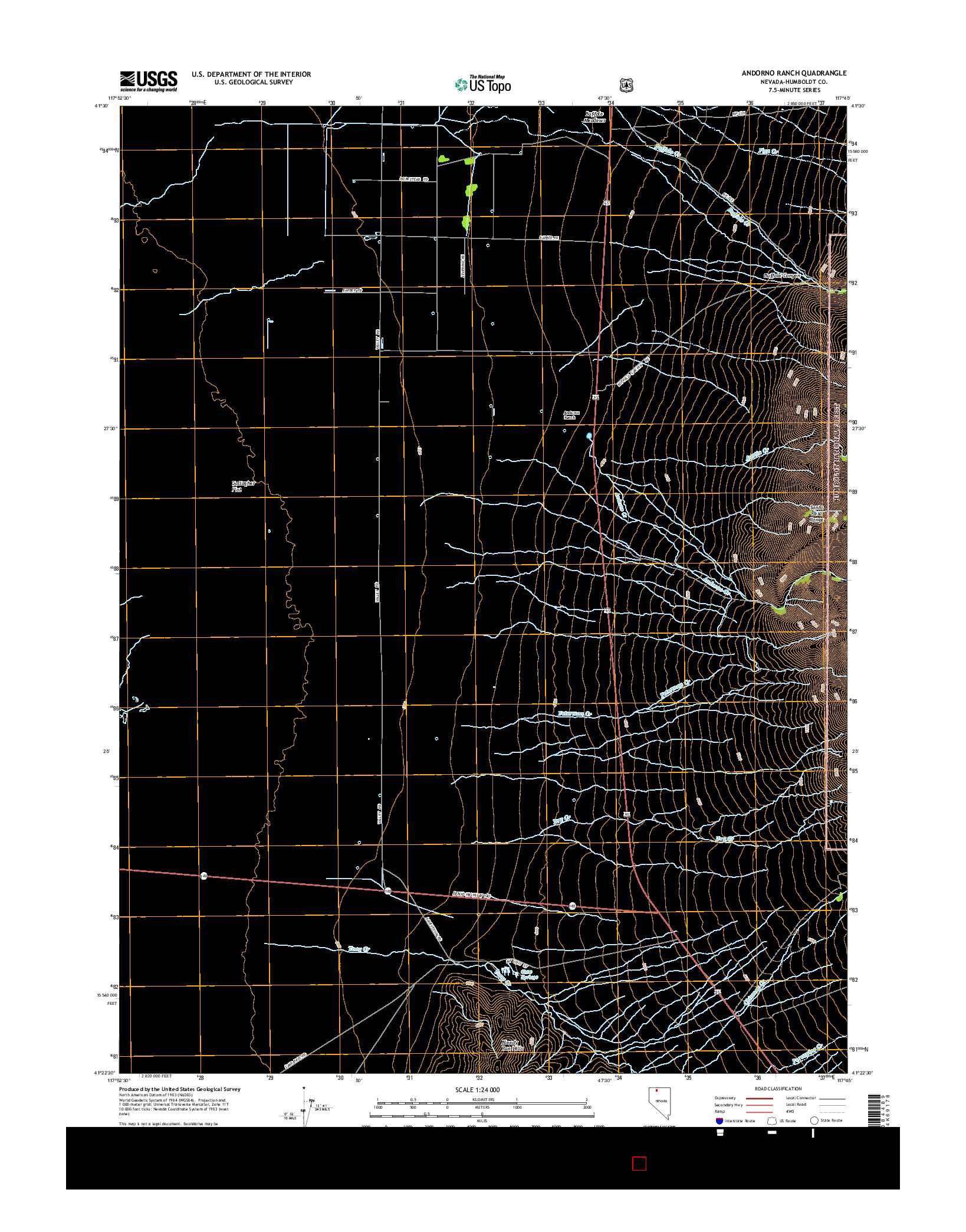 USGS US TOPO 7.5-MINUTE MAP FOR ANDORNO RANCH, NV 2015