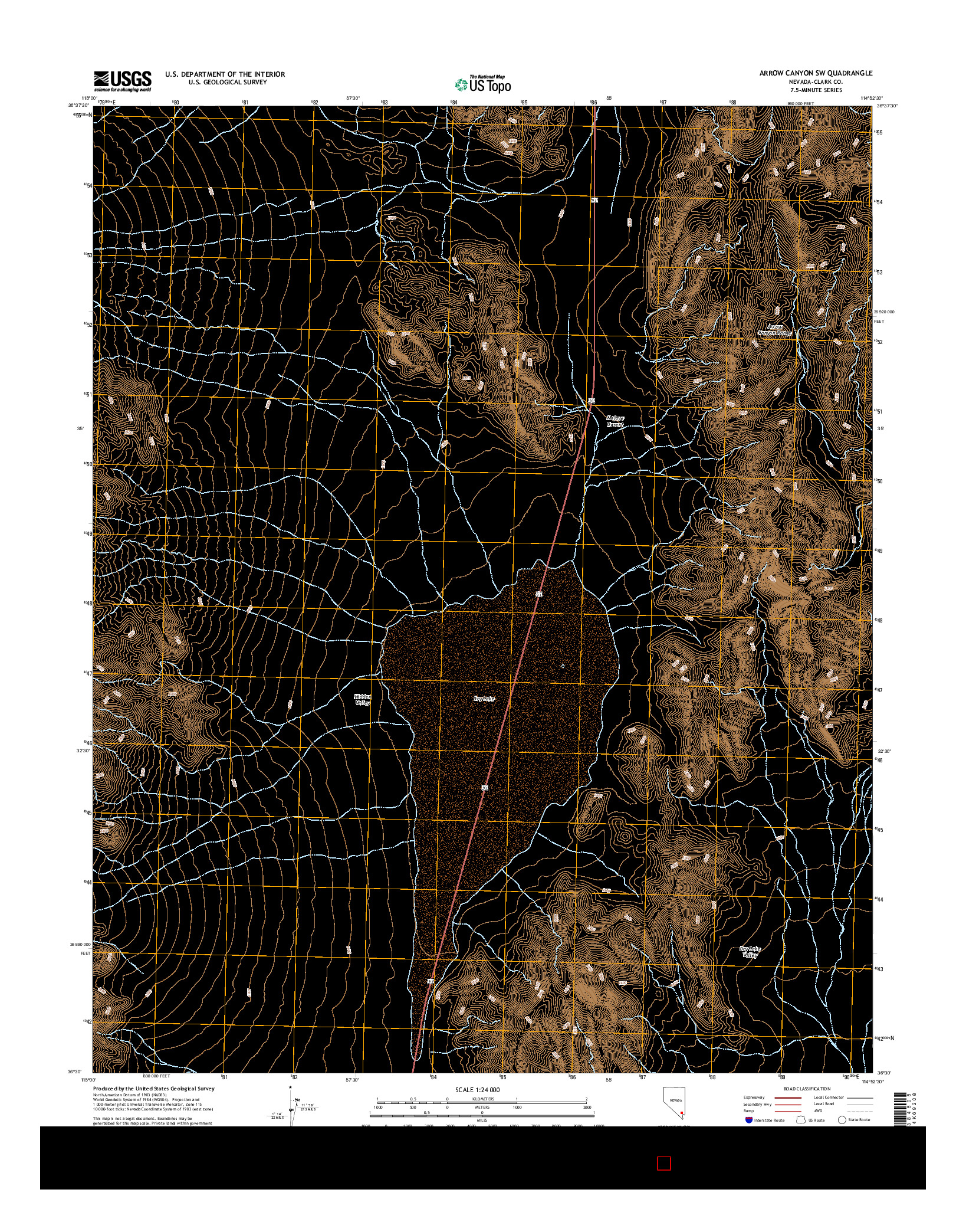 USGS US TOPO 7.5-MINUTE MAP FOR ARROW CANYON SW, NV 2015