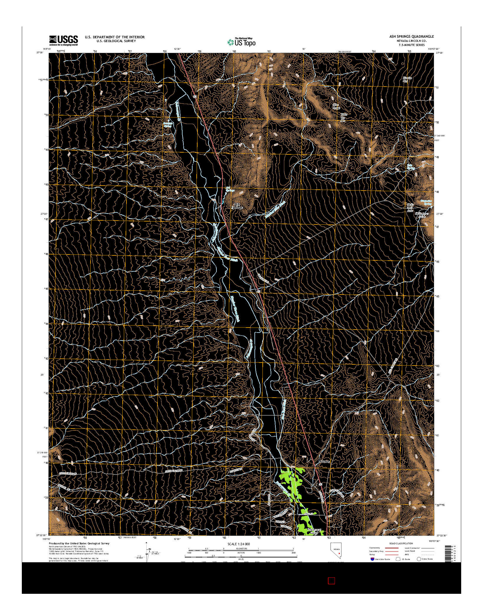 USGS US TOPO 7.5-MINUTE MAP FOR ASH SPRINGS, NV 2015