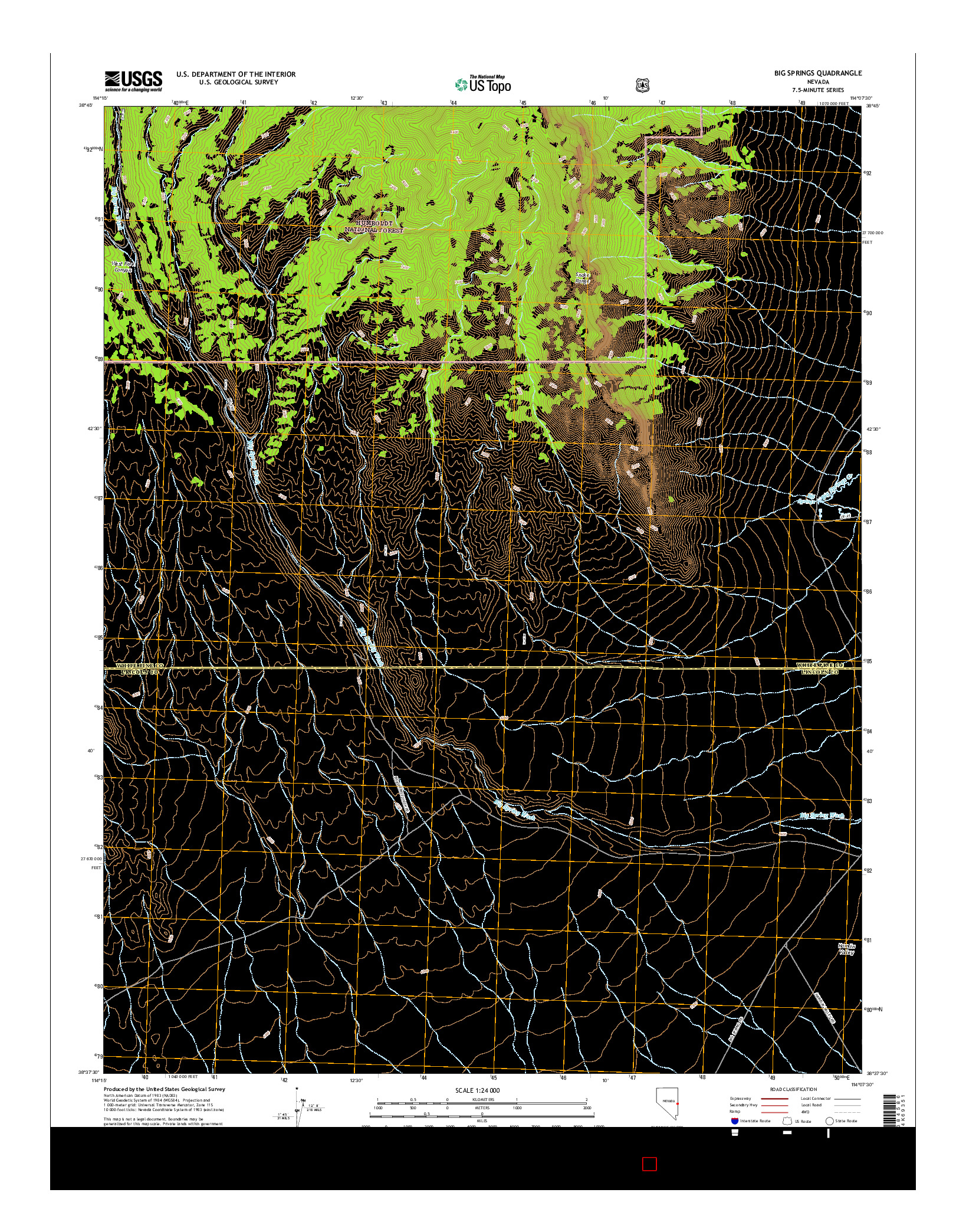 USGS US TOPO 7.5-MINUTE MAP FOR BIG SPRINGS, NV 2015