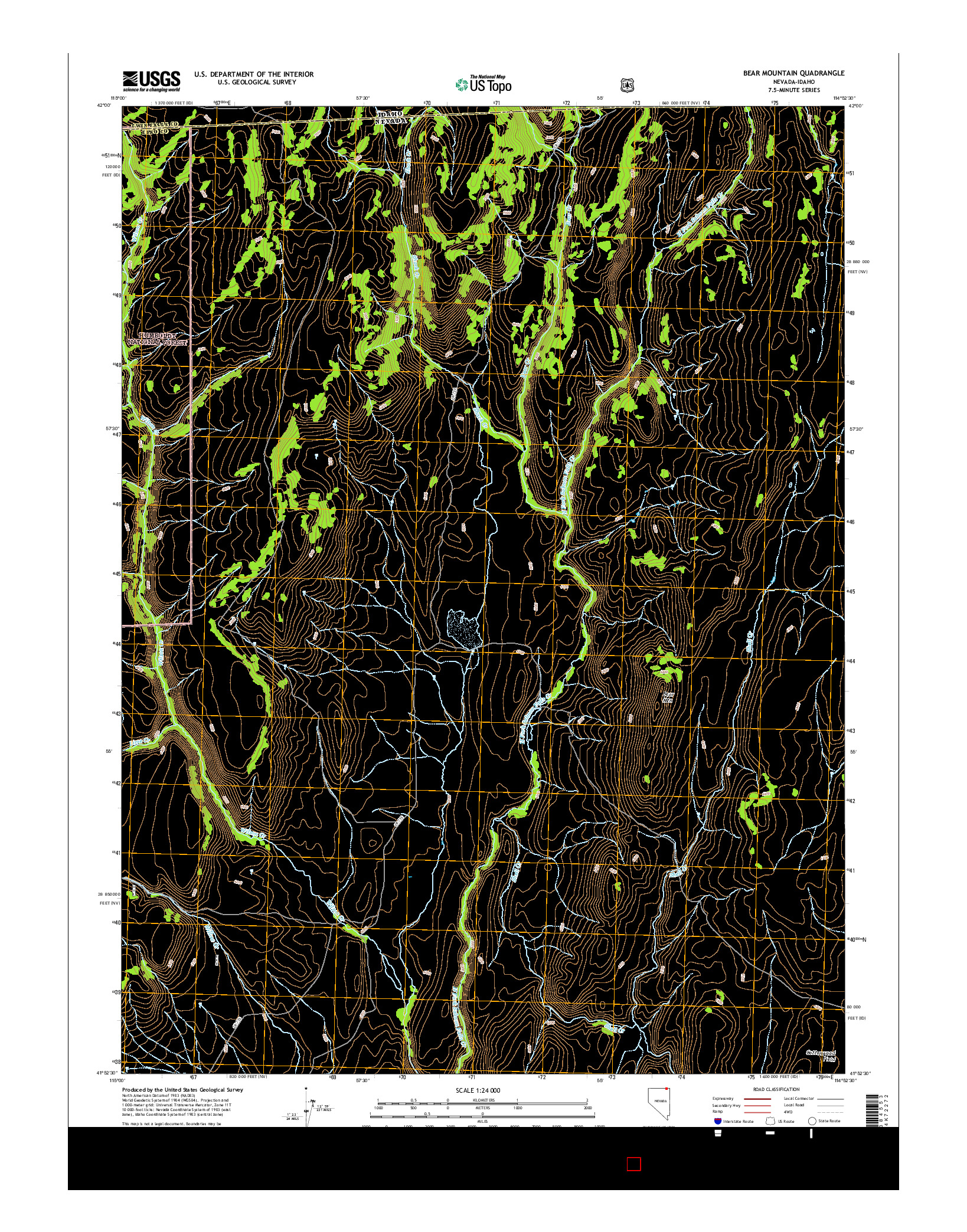 USGS US TOPO 7.5-MINUTE MAP FOR BEAR MOUNTAIN, NV-ID 2015