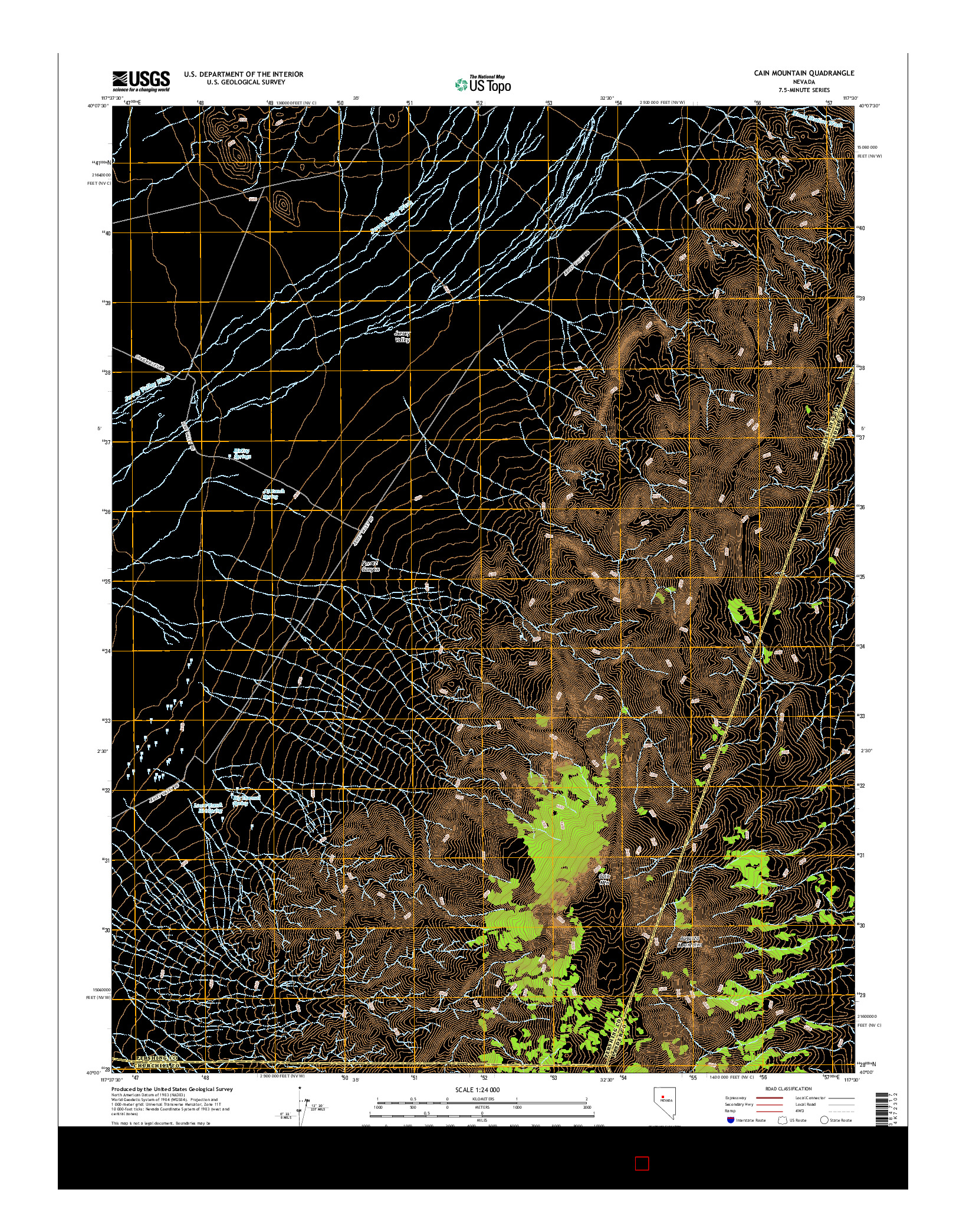 USGS US TOPO 7.5-MINUTE MAP FOR CAIN MOUNTAIN, NV 2015