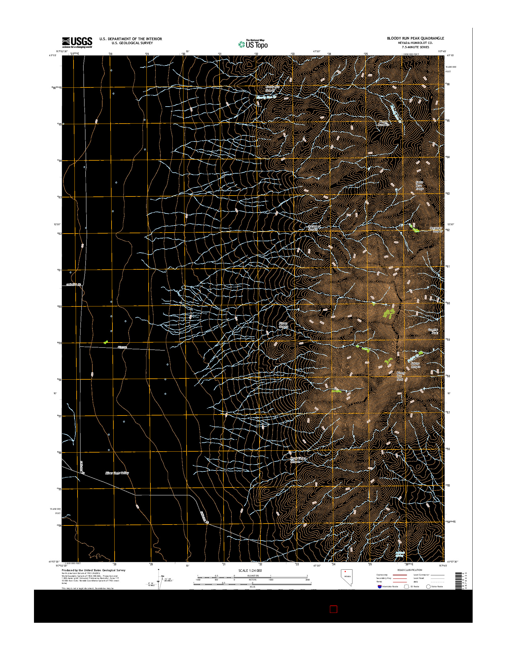 USGS US TOPO 7.5-MINUTE MAP FOR BLOODY RUN PEAK, NV 2015