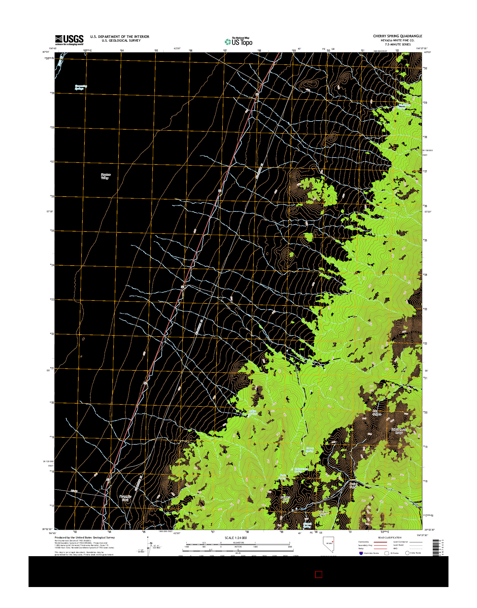 USGS US TOPO 7.5-MINUTE MAP FOR CHERRY SPRING, NV 2015