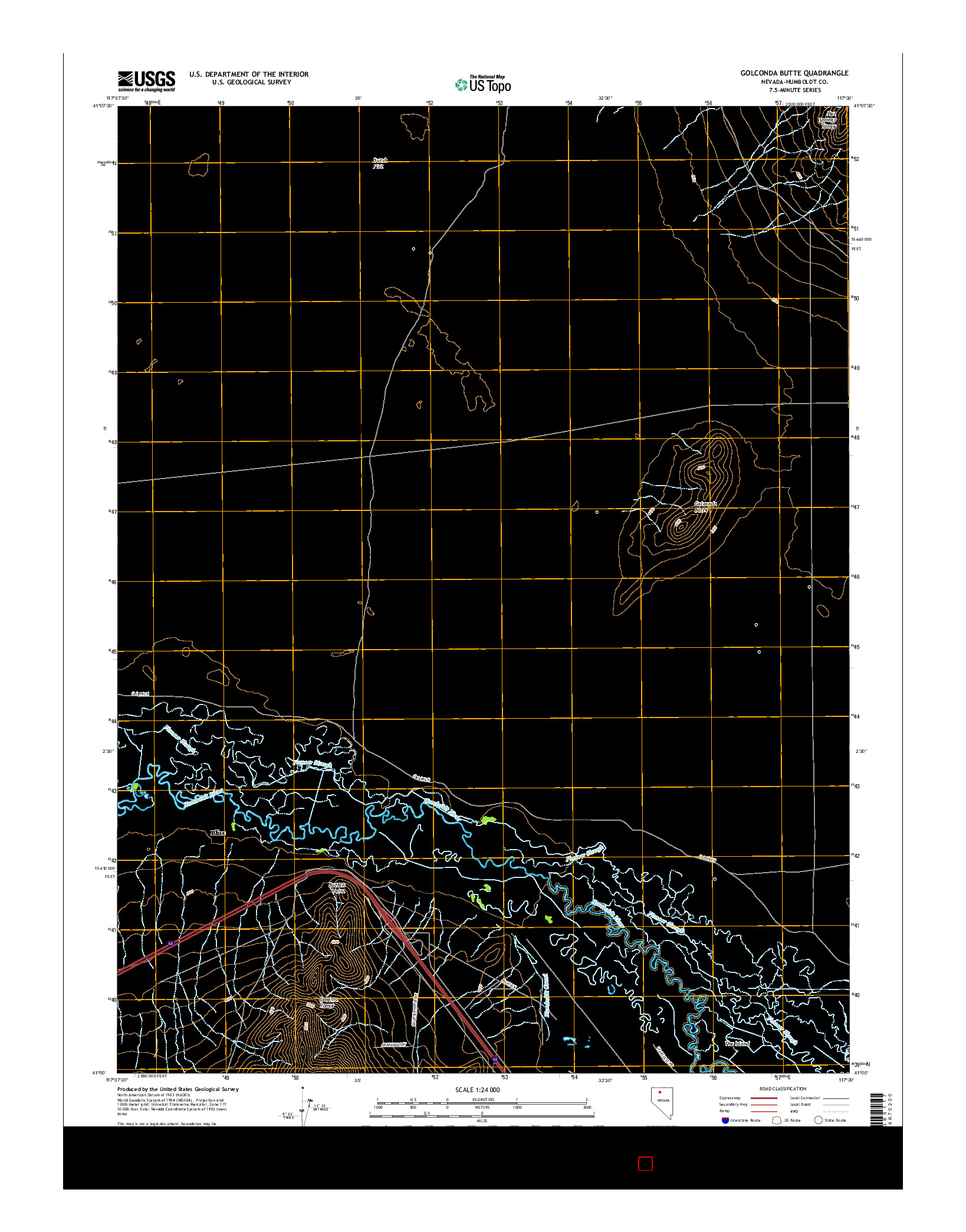 USGS US TOPO 7.5-MINUTE MAP FOR GOLCONDA BUTTE, NV 2015