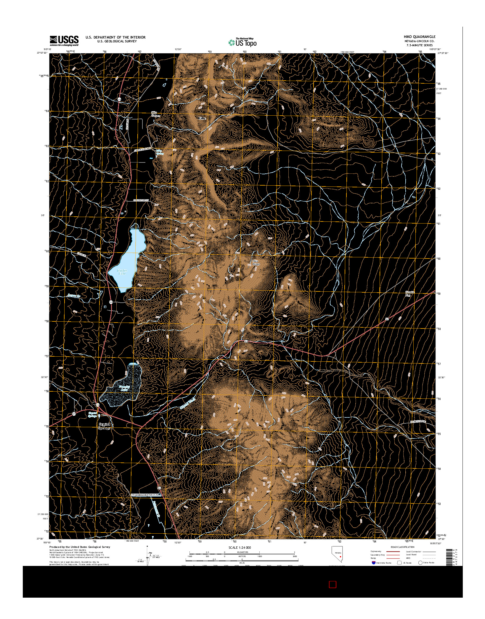 USGS US TOPO 7.5-MINUTE MAP FOR HIKO, NV 2015