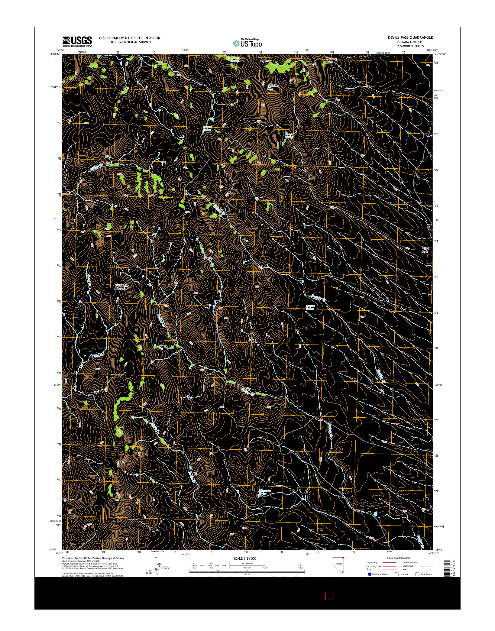 USGS US TOPO 7.5-MINUTE MAP FOR DEVILS PASS, NV 2015
