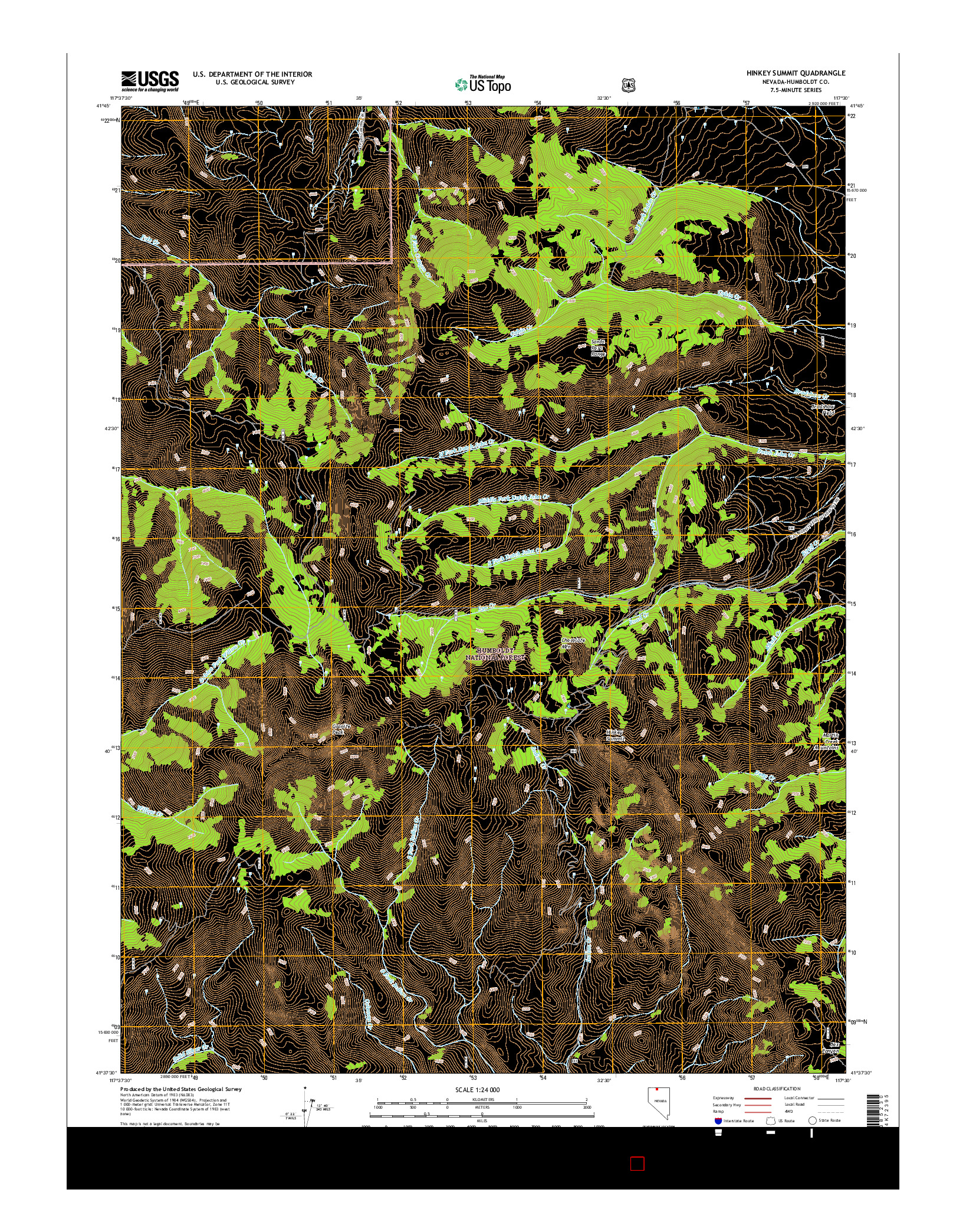 USGS US TOPO 7.5-MINUTE MAP FOR HINKEY SUMMIT, NV 2015