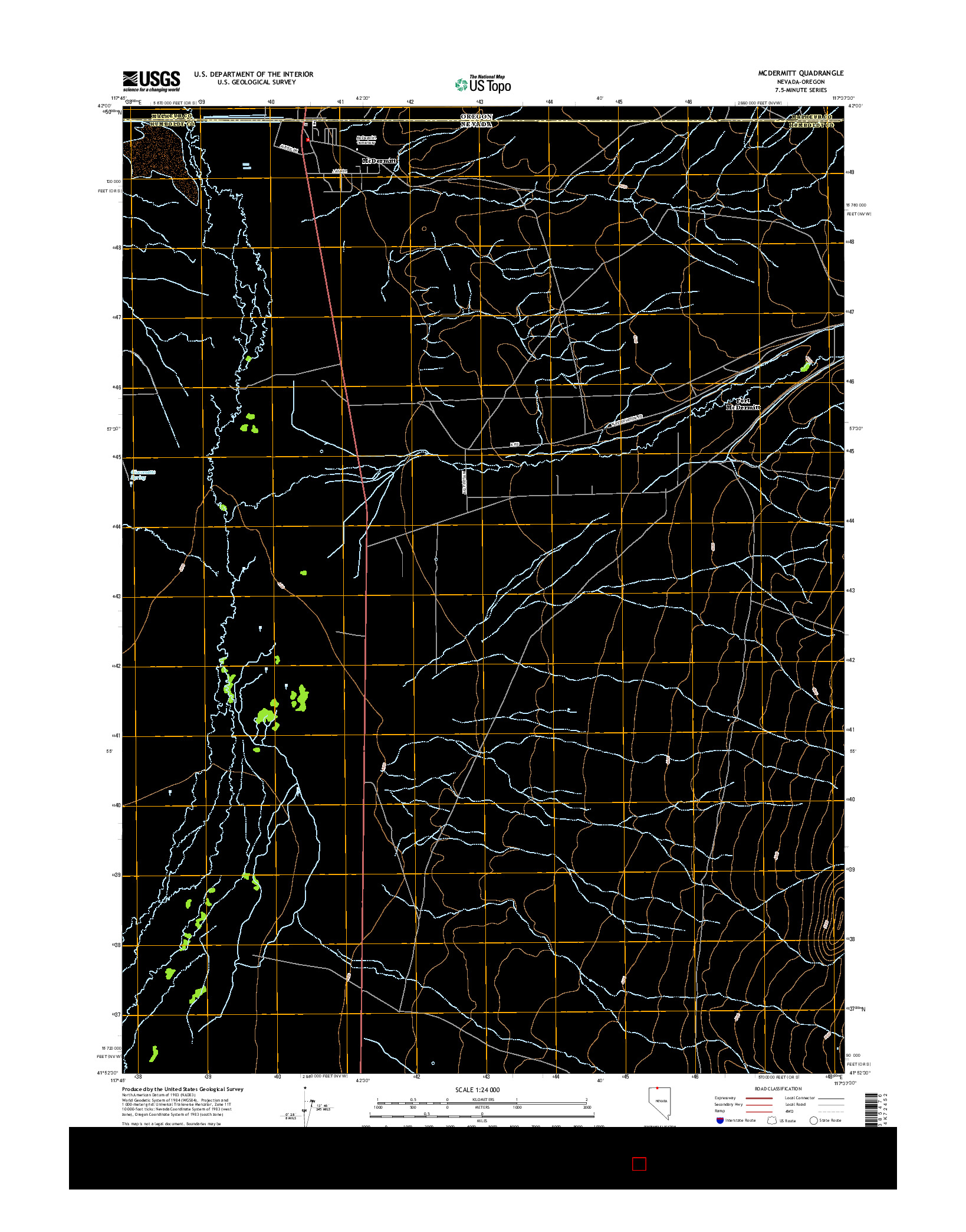 USGS US TOPO 7.5-MINUTE MAP FOR MCDERMITT, NV-OR 2015