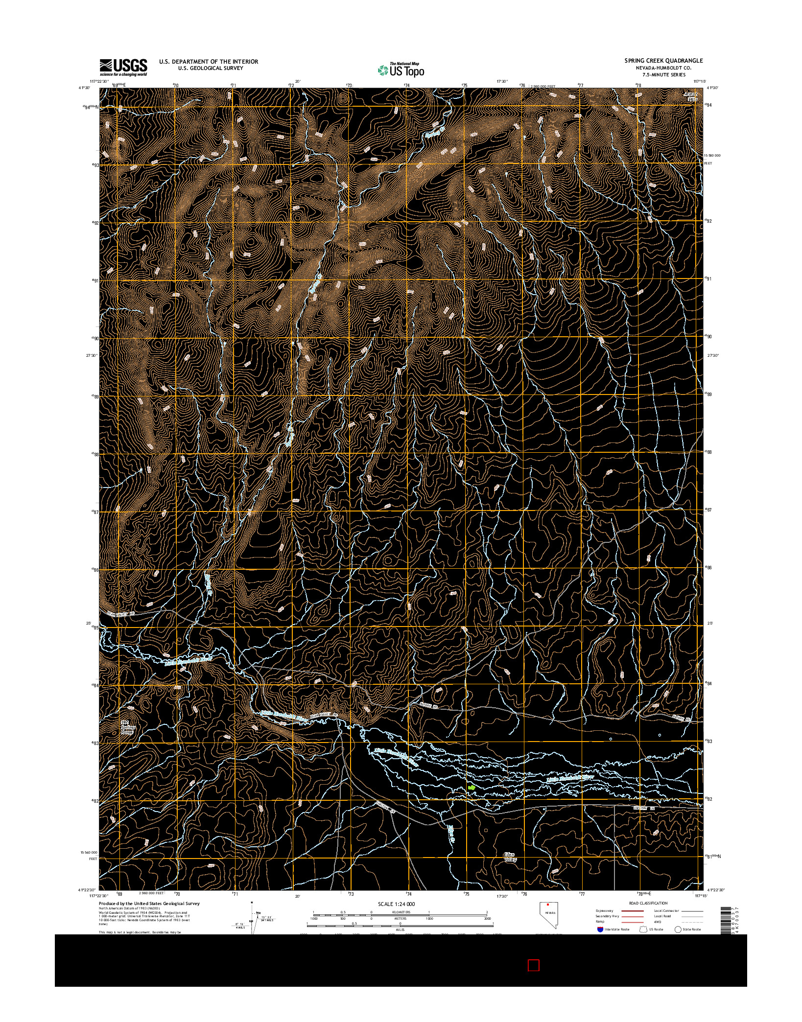 USGS US TOPO 7.5-MINUTE MAP FOR SPRING CREEK, NV 2015