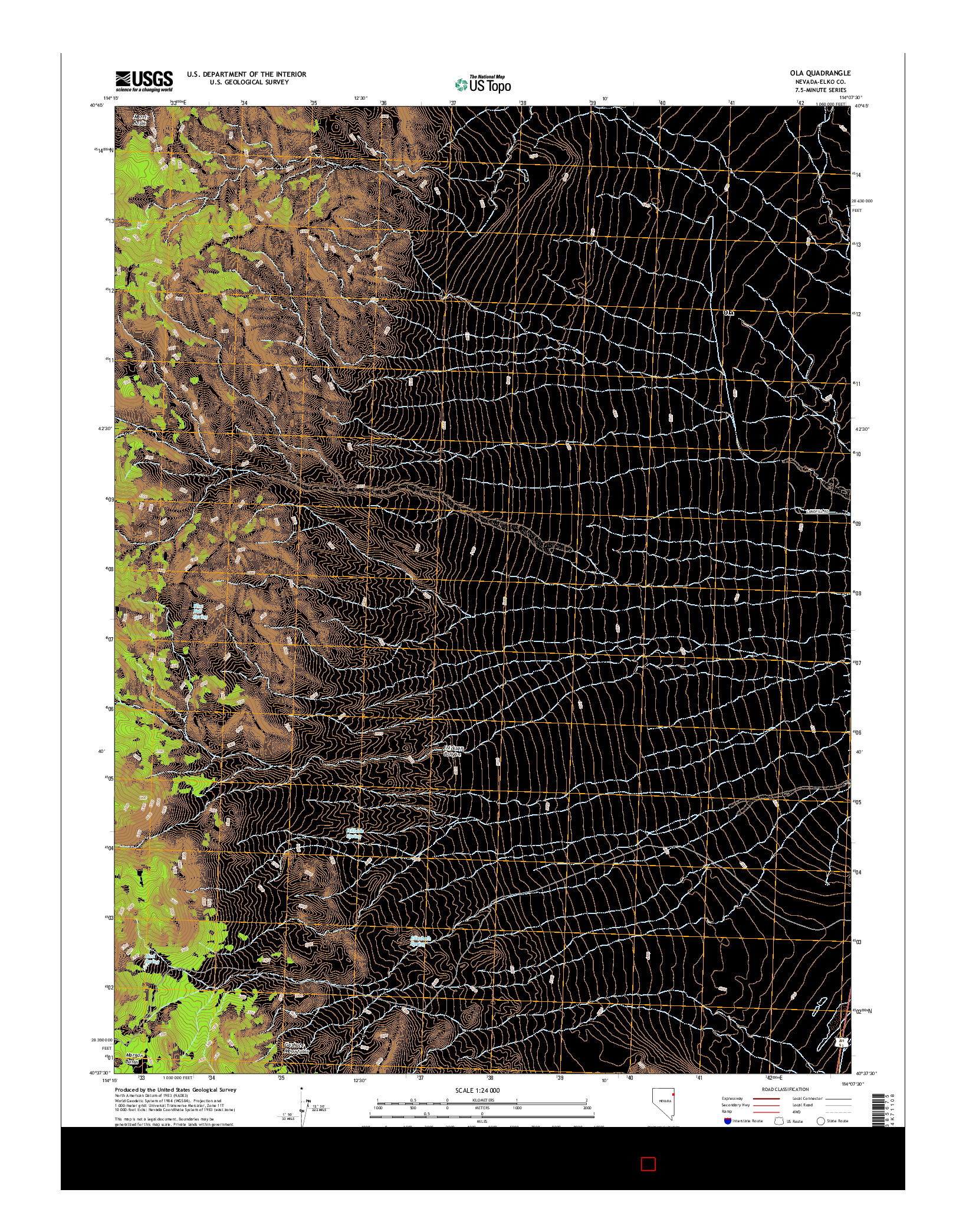 USGS US TOPO 7.5-MINUTE MAP FOR OLA, NV 2015