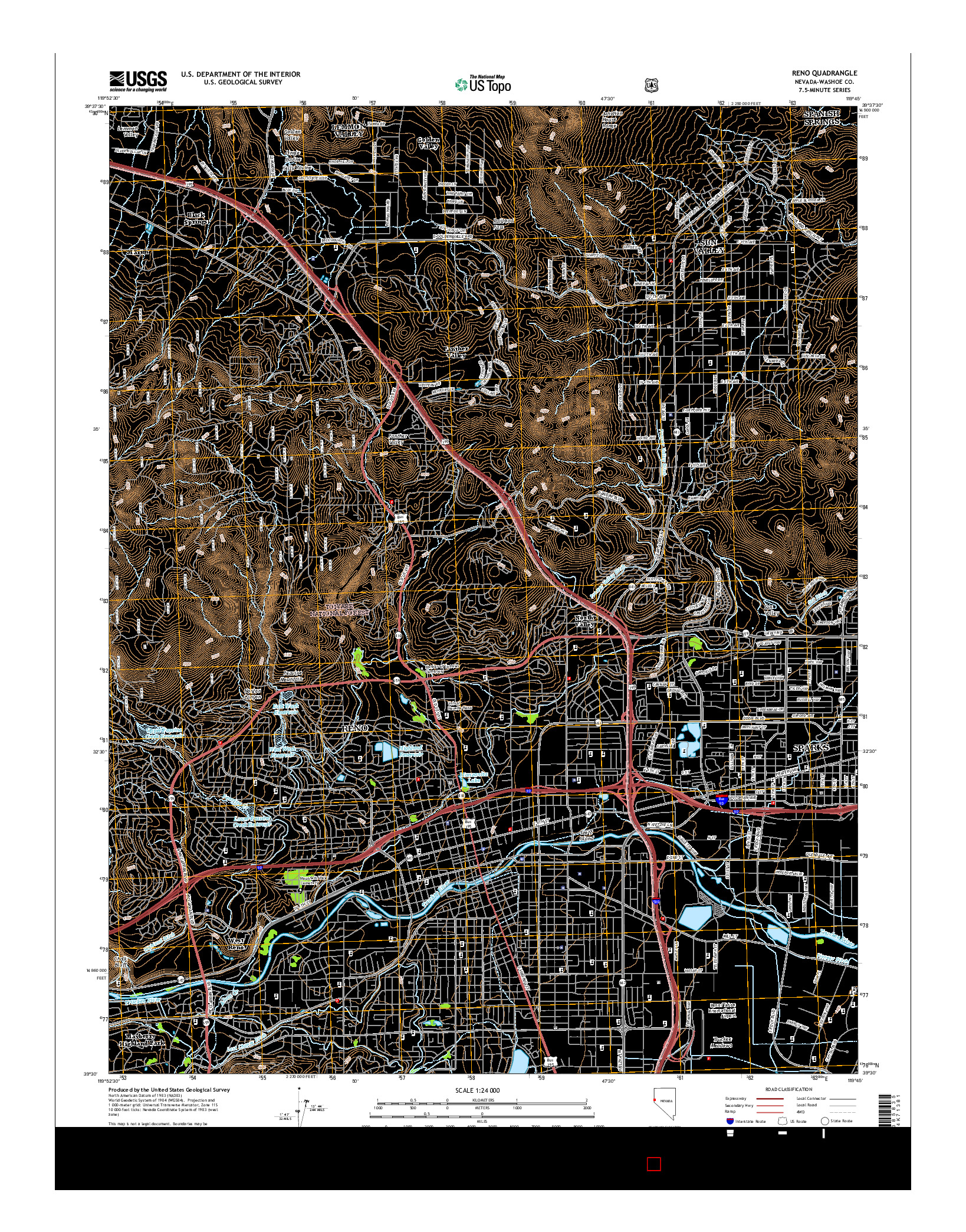 USGS US TOPO 7.5-MINUTE MAP FOR RENO, NV 2015