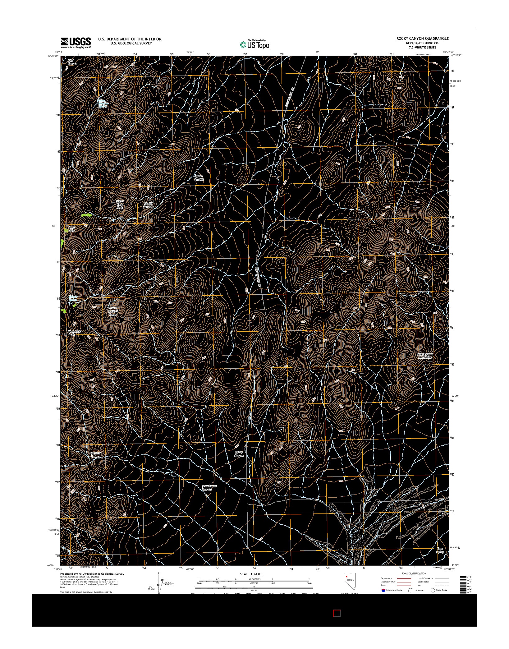 USGS US TOPO 7.5-MINUTE MAP FOR ROCKY CANYON, NV 2015