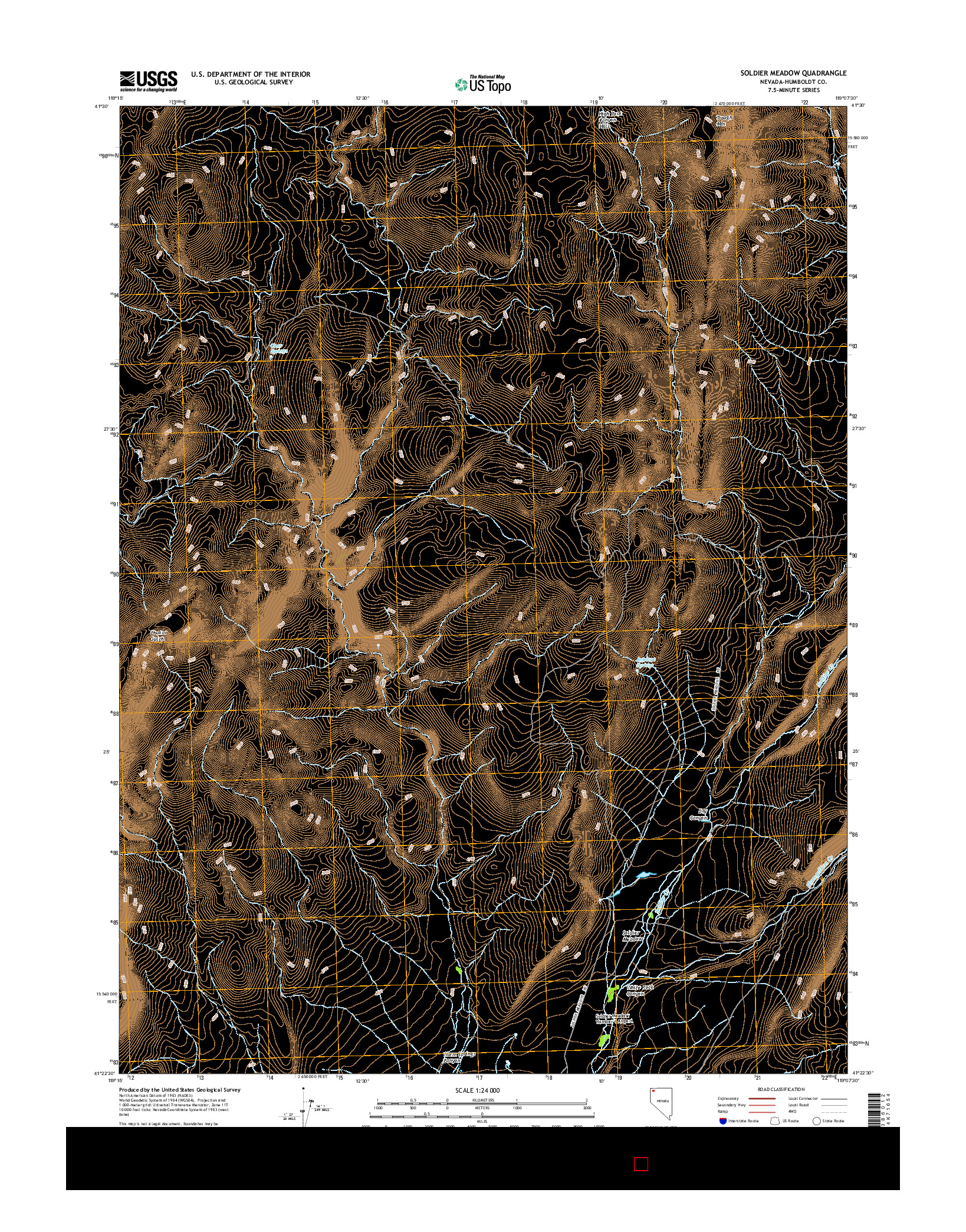 USGS US TOPO 7.5-MINUTE MAP FOR SOLDIER MEADOW, NV 2015