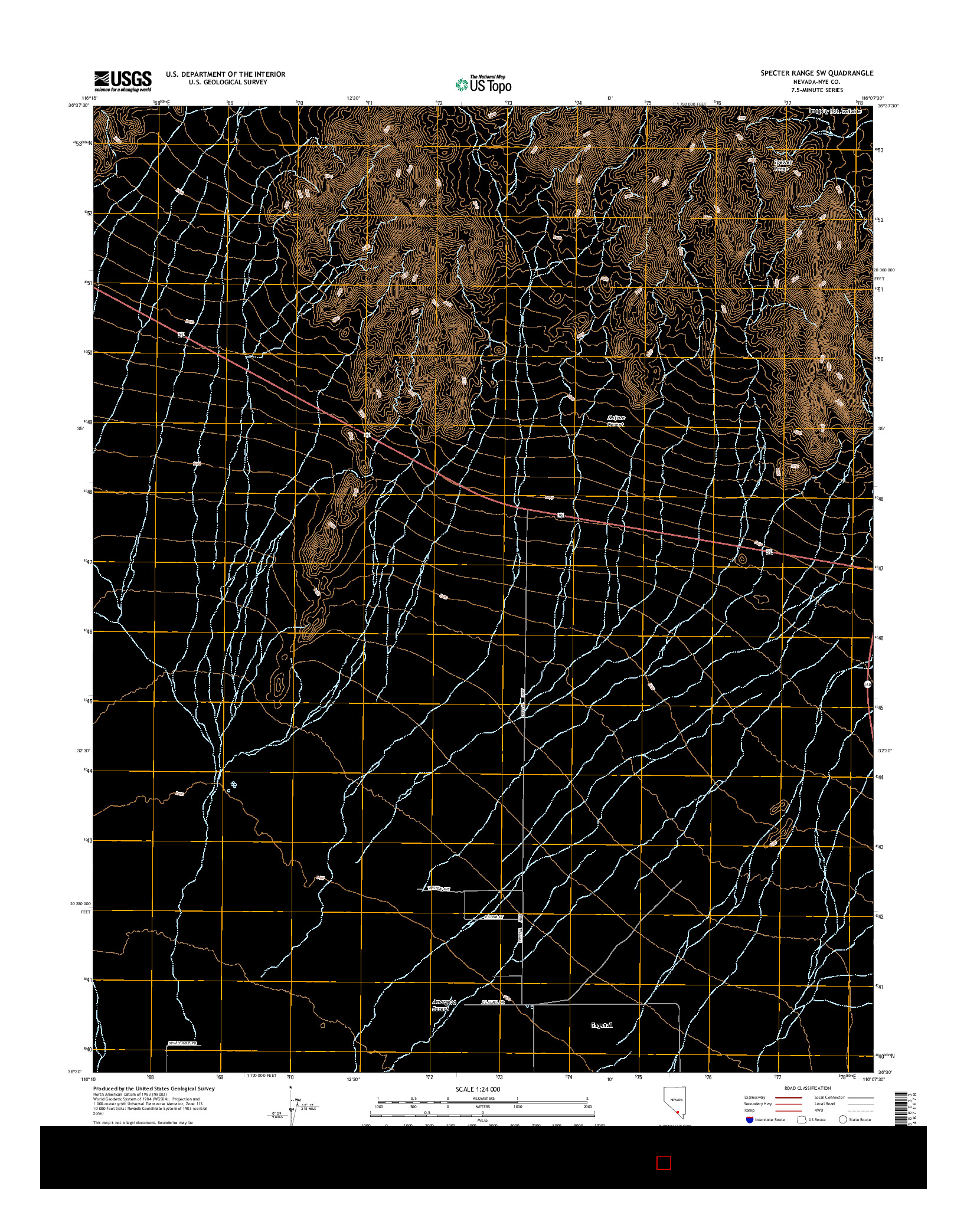 USGS US TOPO 7.5-MINUTE MAP FOR SPECTER RANGE SW, NV 2015