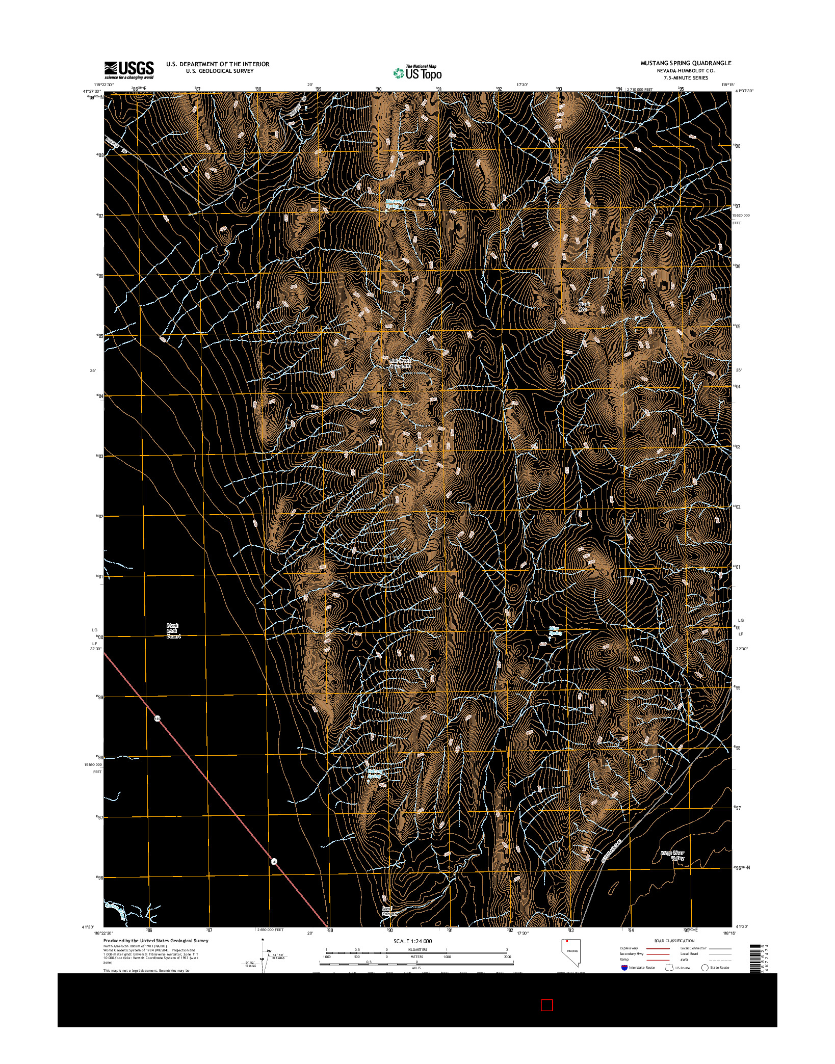 USGS US TOPO 7.5-MINUTE MAP FOR MUSTANG SPRING, NV 2015