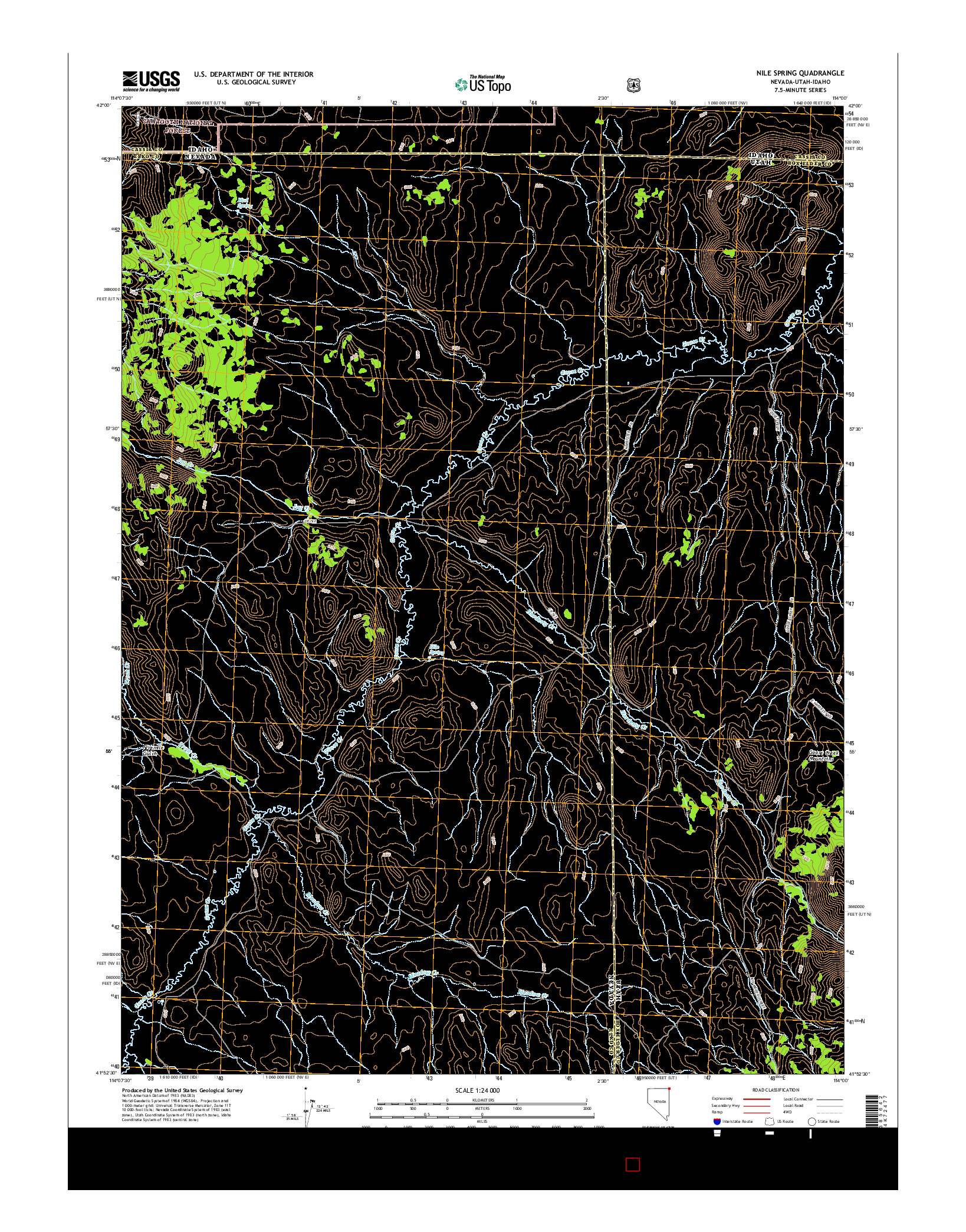 USGS US TOPO 7.5-MINUTE MAP FOR NILE SPRING, NV-UT-ID 2015